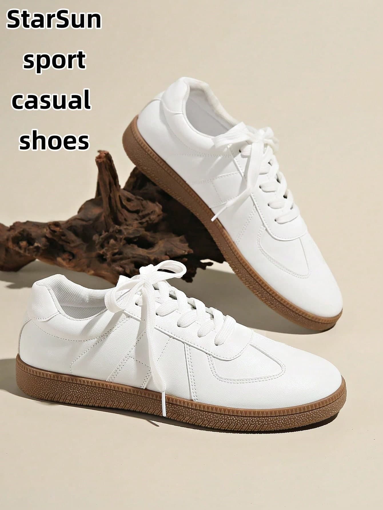 Women's Spring/Autumn New Casual Round Toe Low-Top Sneakers, Easy To Clean, Comfortable Flat Lace-Up Versatile Small White Shoes, Contrast Color Sports Casual Shoes, Retro Patchwork Vulcanized Shoes, Fashionable All Season