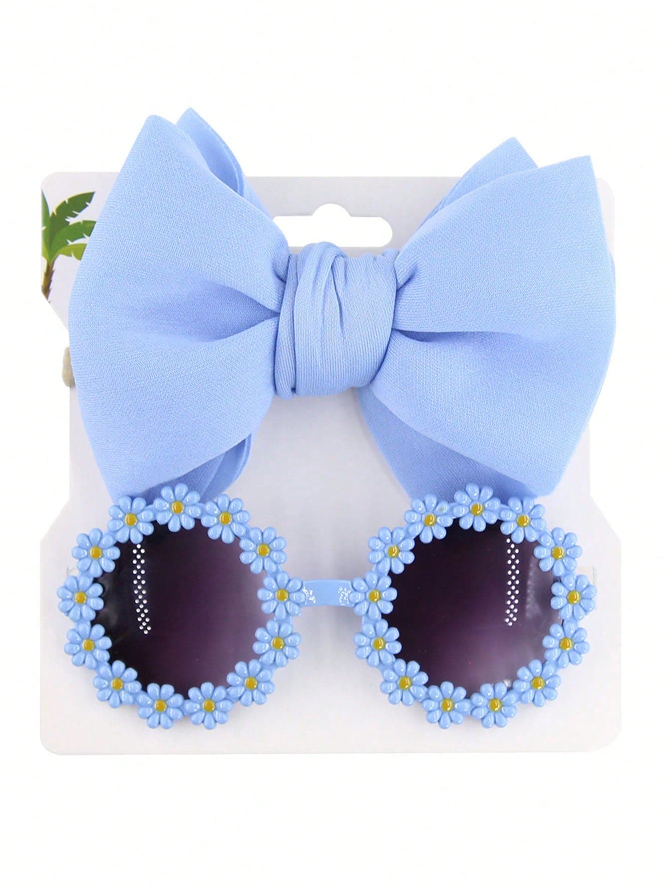 2pcs/Set Kids Fashion Mirror Bow Headband Set, Baby Boys Girls Outdoor Flower Glasses Headwear