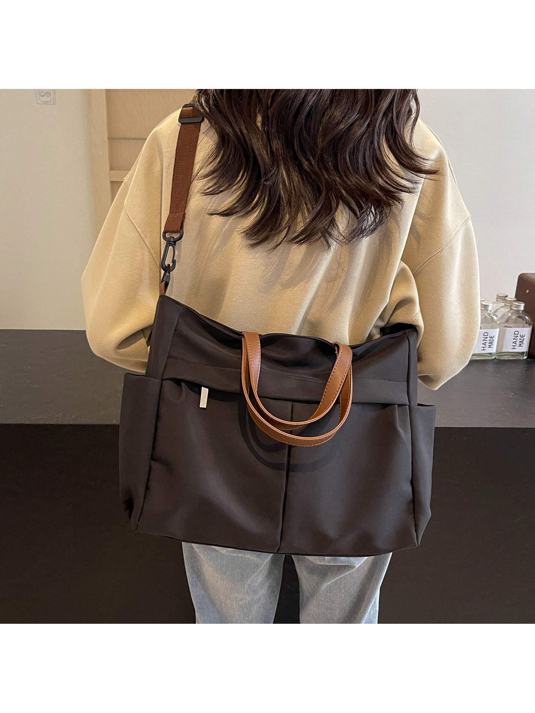 Women's Multi-Pocket Tote Bag, Minimalist Fashion Shoulder Crossbody Bag, Lightweight Foldable For Shopping, Travel, Work