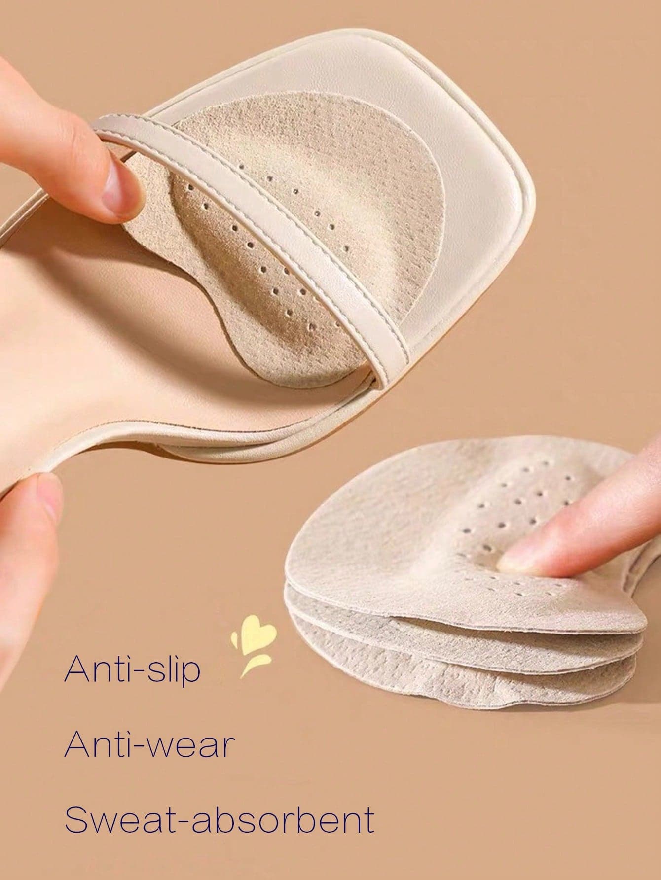 1-5 Pairs Leather Forefoot Pads For High Heels, Soft Shock-Absorbing, Sweat-Absorbing, Non-Slip, Suitable For Summer Sandals, Self-Adhesive Invisible Forefoot Pads