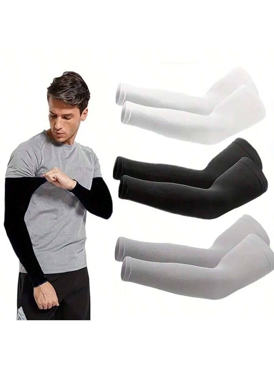 3 Pairs Unisex Breathable & Elastic Quick-Dry Arm Sleeves, Suitable For Daily Use, Sports, Cycling, Running, Summer Outdoor, Anti-UV Beach Essential