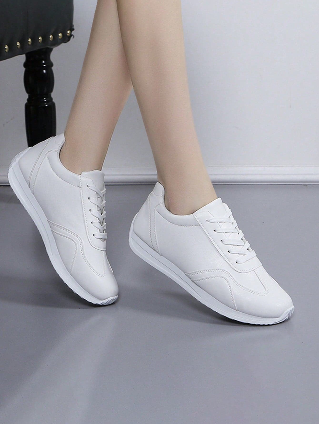 2026 New Casual Round Toe Lace-Up Flat Breathable Sneakers, Versatile Fashion Sports Shoes For Women