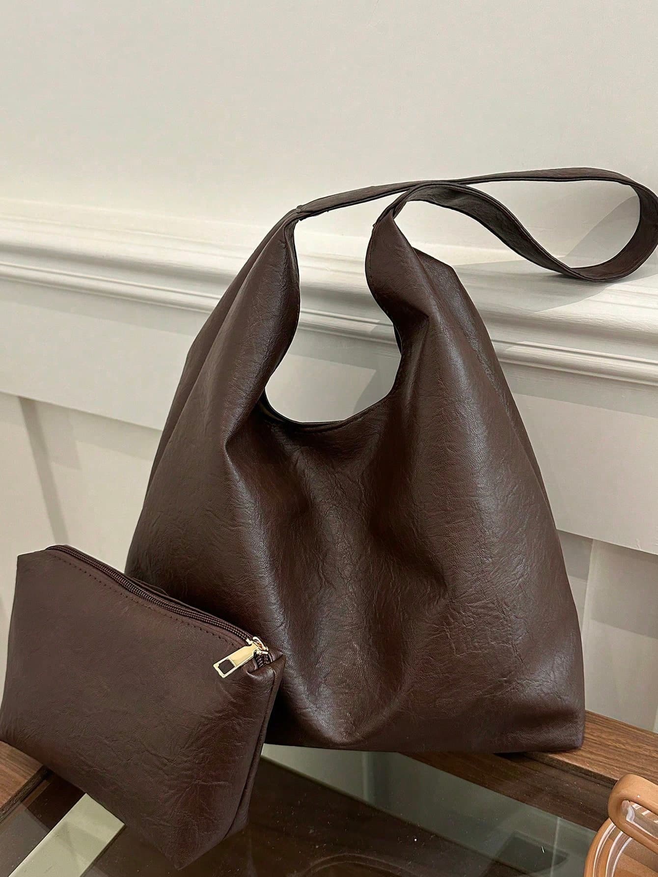 2 Pieces Set Retro Casual Large Capacity Commuter Handbag For Women, 2026 New Fashion Versatile Chic Shoulder Bag & Bucket Bag
