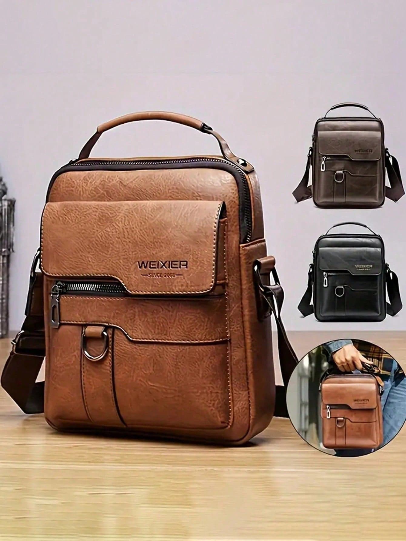 Men's Vintage Handheld Business Casual Shoulder Bag, Crossbody Bag, Men's Gift For Father/Anniversary