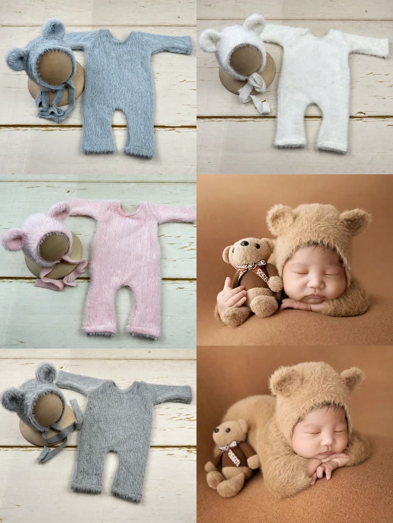 2pcs Newborn Photography Outfit Baby Photo Props Bear Shaped Clothes Photography Supplies