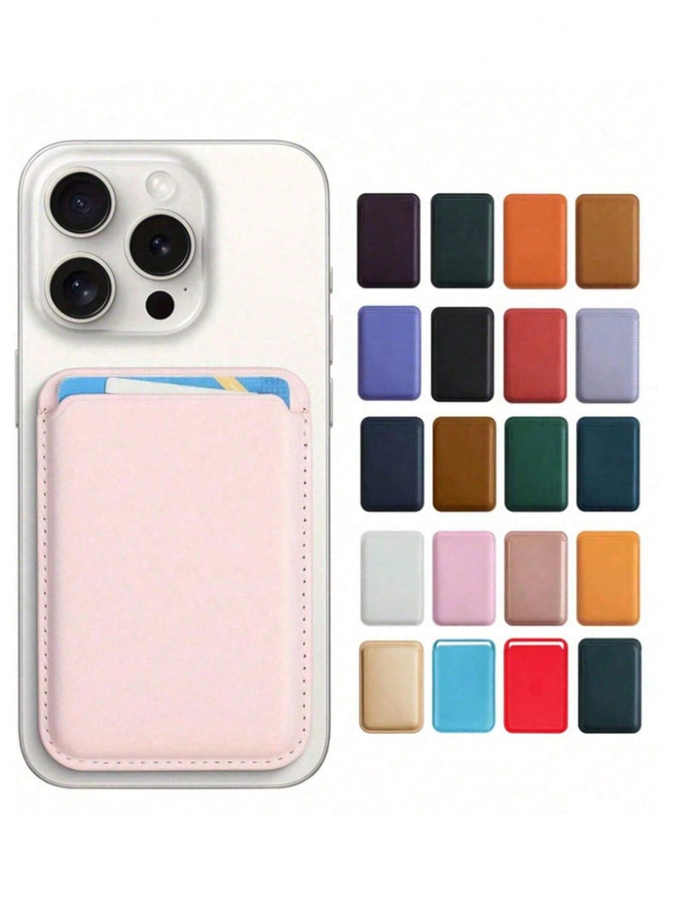 1pc PU Leather Magnetic Card Holder, Compact & Practical Card Case, Compatible With IPhone 12/13/14/15/16 Back Sticker To Store Bank Cards/ID/Access Cards And Coins