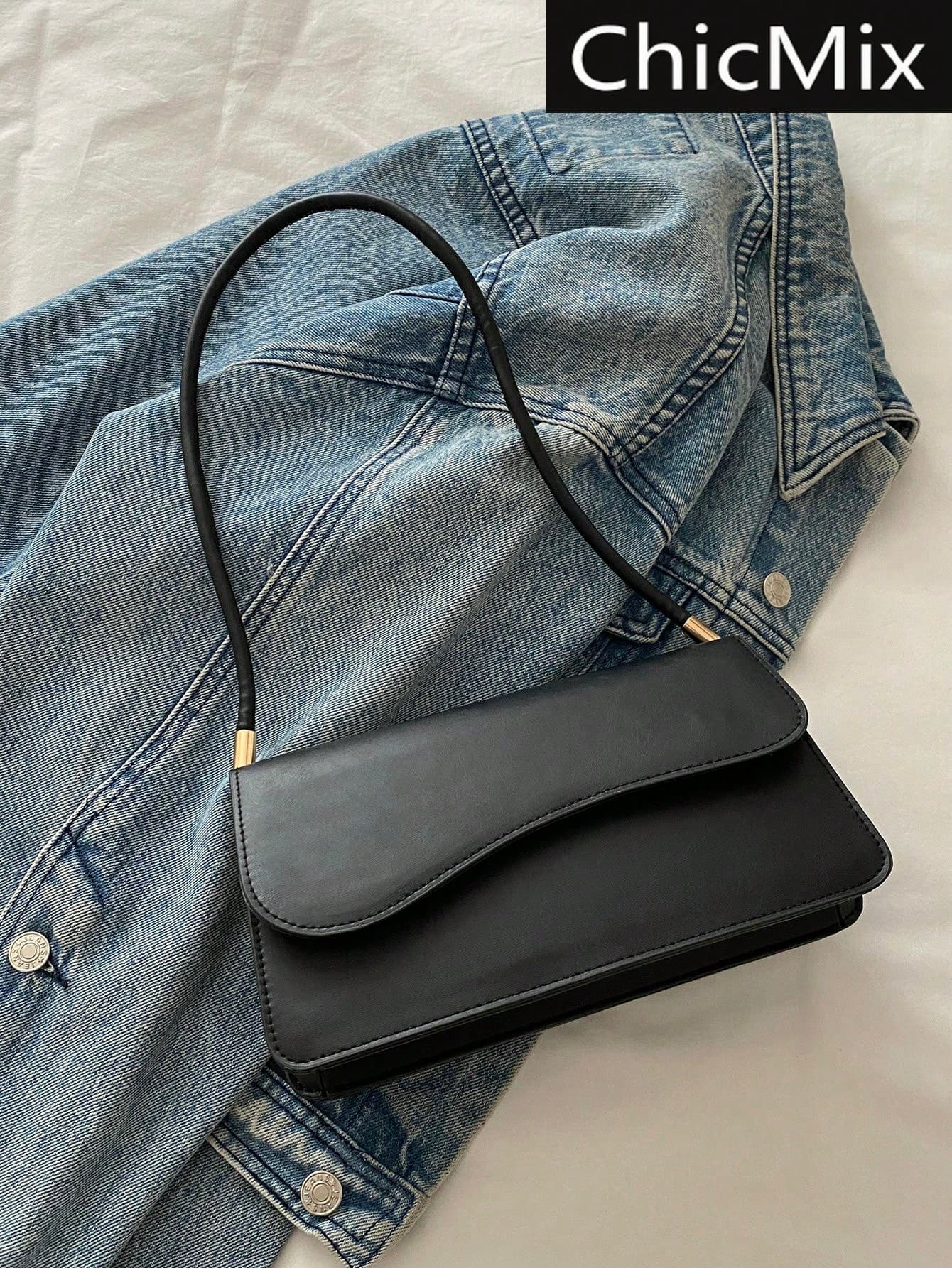 Fashion Solid Color Asymmetrical Flip Vintage Simple Elegant Shoulder Bag , Old Money , Vintage Bag
