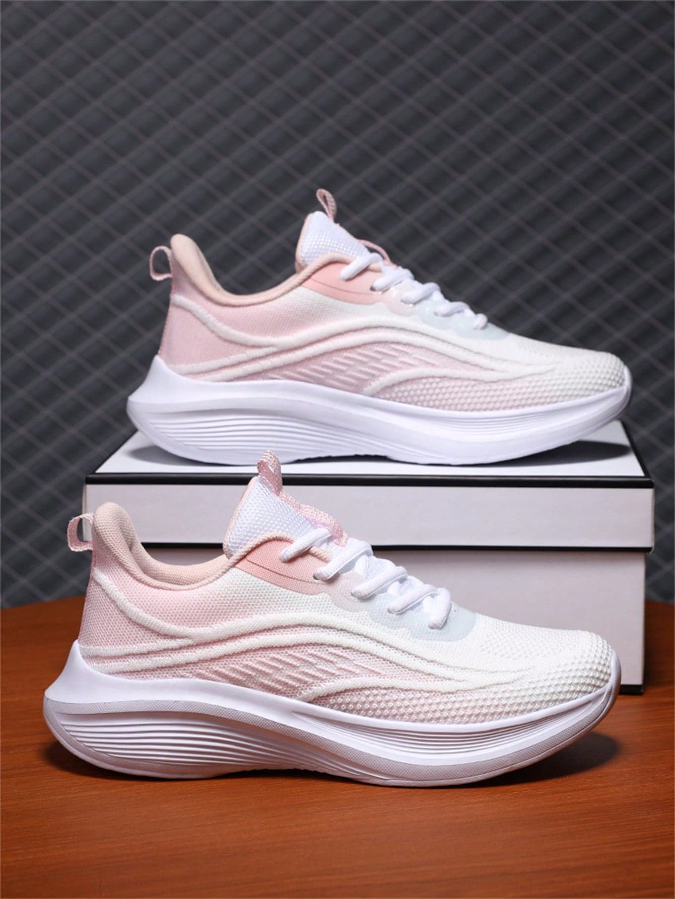 Women's Pink Sports Shoes, Knitted Upper, Breathable Soft Sole, Lightweight, Comfortable For Travel, Running, Workout, Gym, Tennis