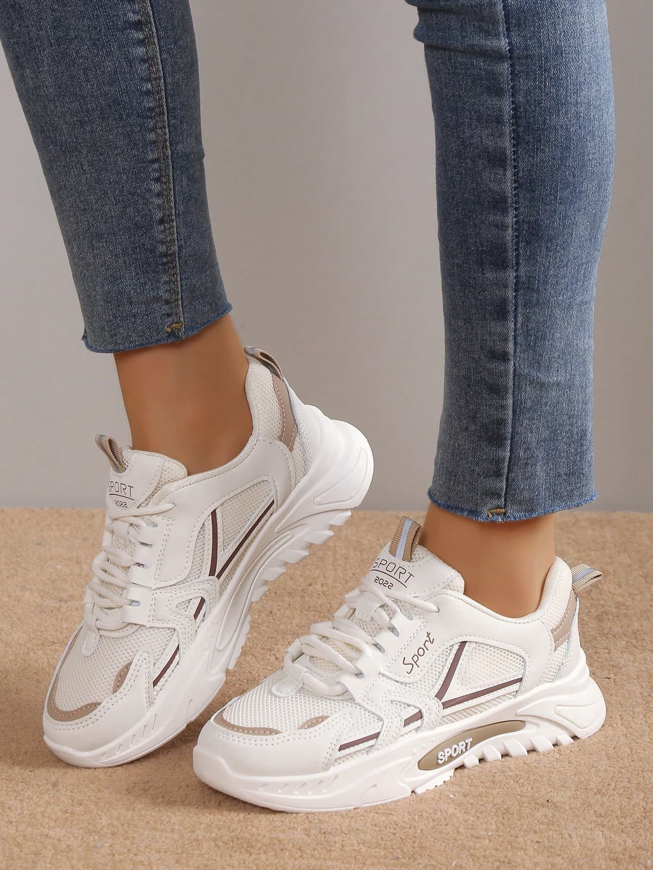 NOBLEARL New Style Lace-Up Casual Sports Shoes, Soft Sole Chunky Sneakers, Lightweight Non-Slip Running Shoes