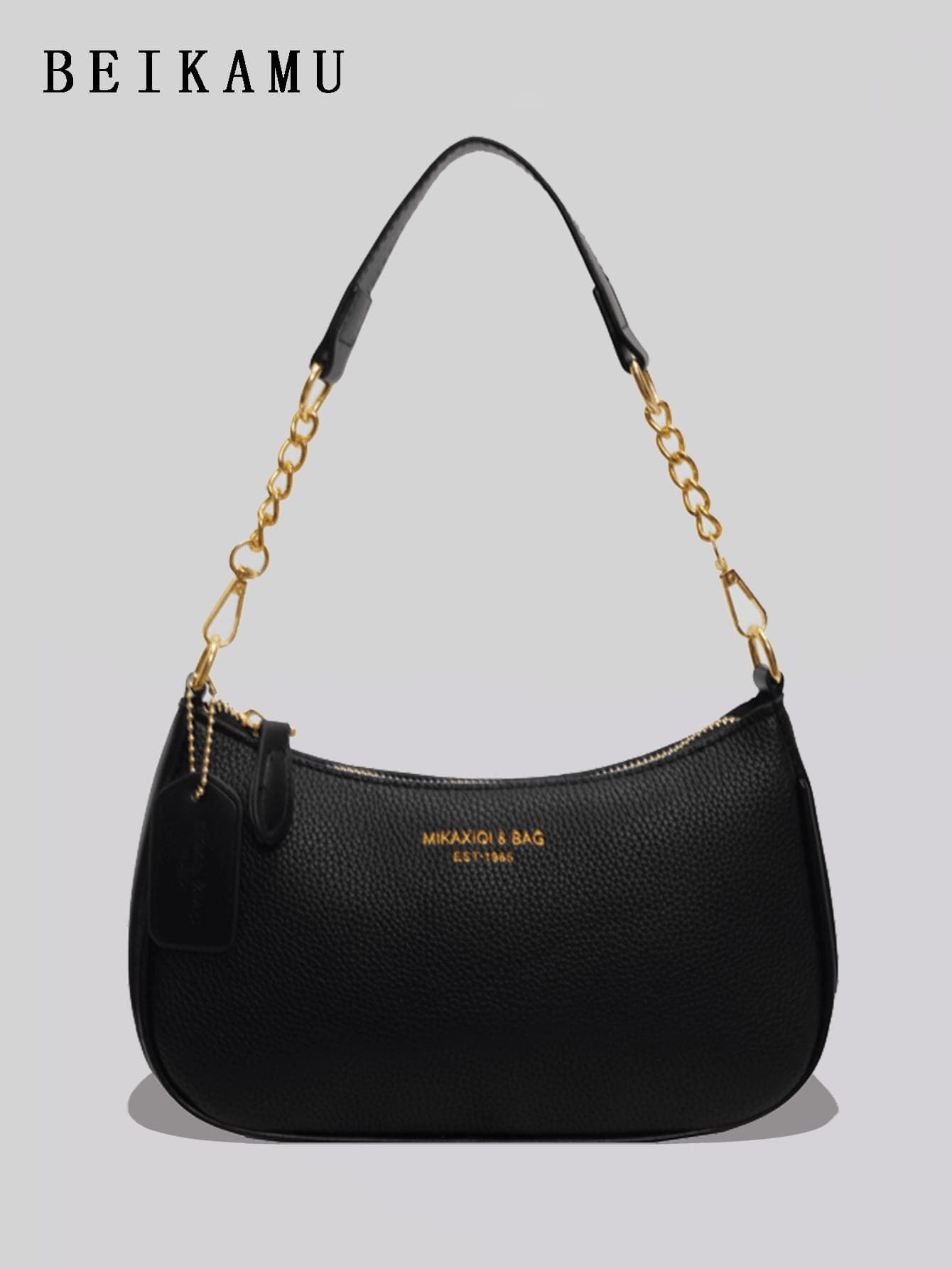 1pc Women's Solid Color PU Shoulder Bag, Office Commute Versatile Underarm Bag With Adjustable Shoulder Strap, Crossbody Chain Bag, Underarm Bag, Handbag, Gold Foil Letter Bag