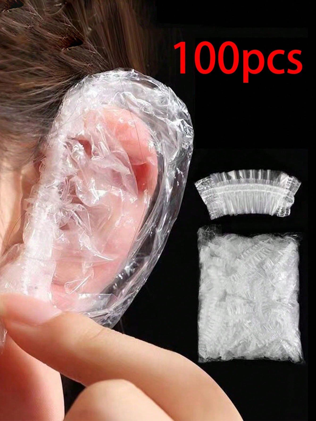 100pcs White Disposable High Elasticity Waterproof Earmuffs, Shower Ear Holes, Hairdressing, Hair Dyeing, New Special Thickened Ear Protectors Halloween