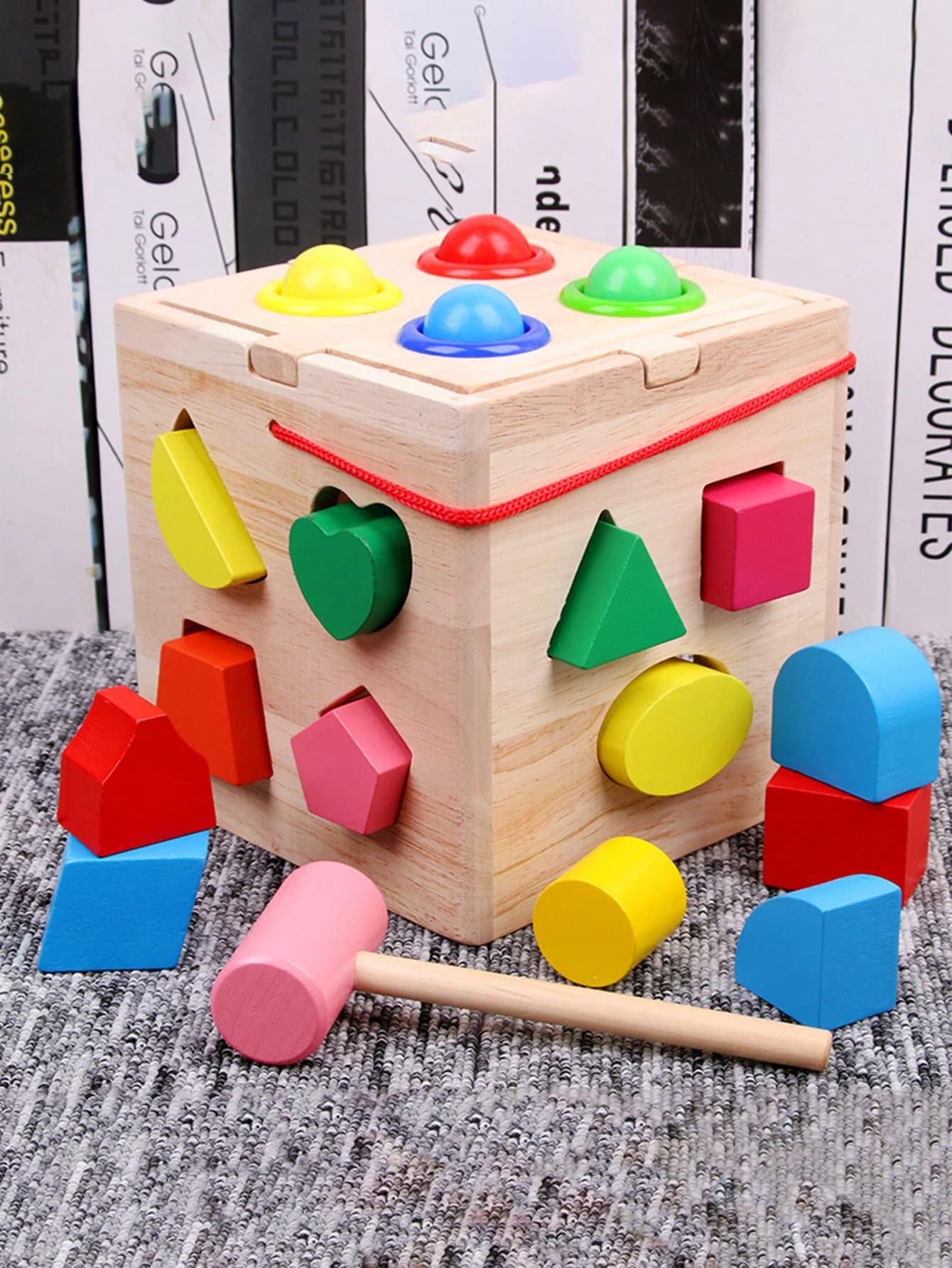 1pc Montessori Early Learning Puzzle Toy, Suitable For 1-2-3 Years Old Toddlers, Dual-Person Building Block Puzzle Box, Children's Geometric Shape Cognition Box, Promotes Baby's Cognitive Development, Educational Toy