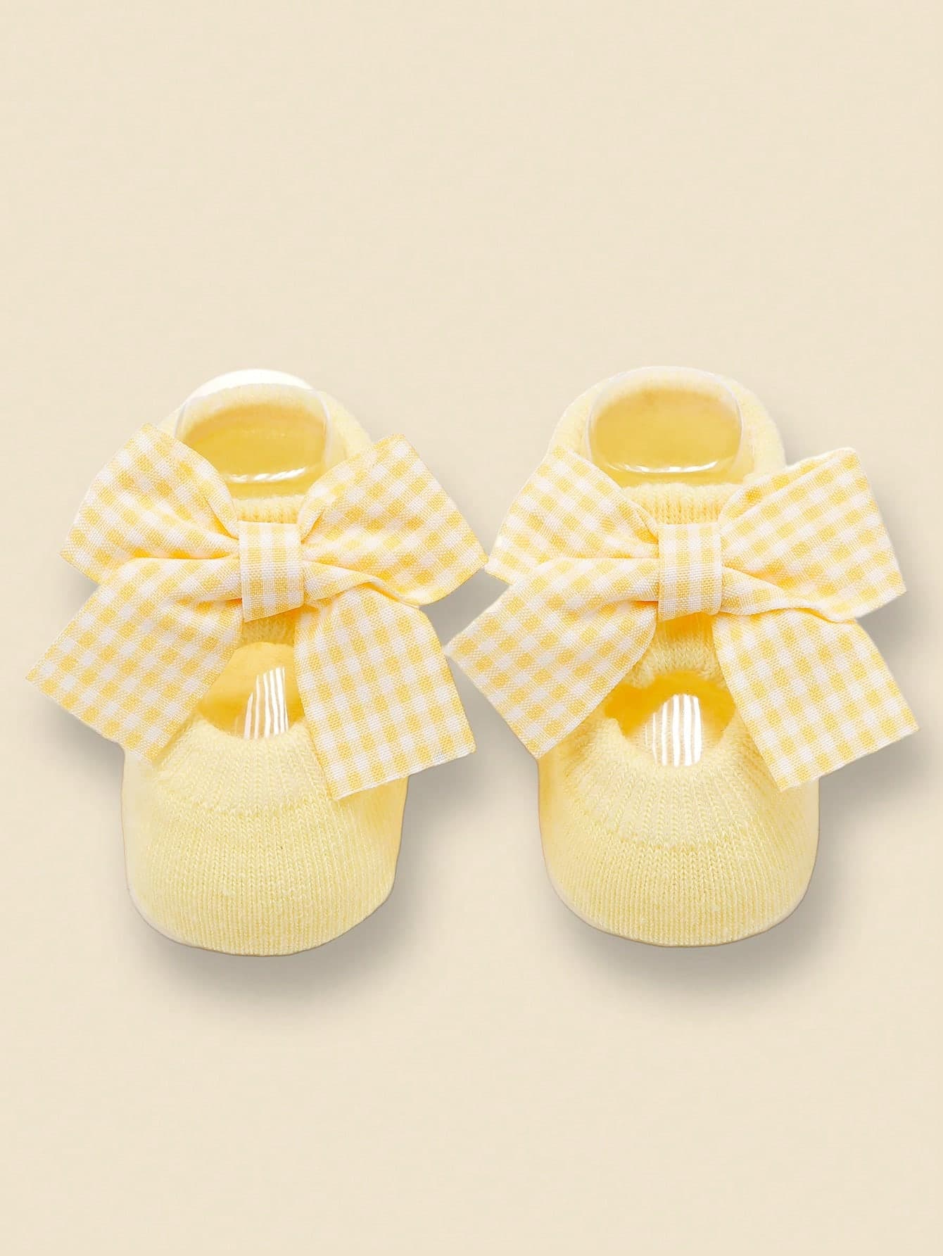 1 Pc Checkered Bow Baby Non-Slip Floor Socks, Colorful Baby Socks, Non-Slip Soft Bottom Indoor Toddler Socks 0-12 Months Baby Floor Socks