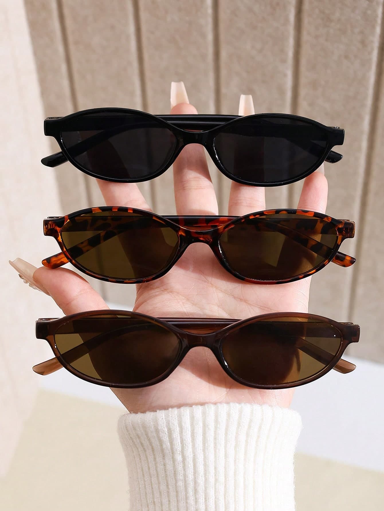 3pcs Women's Retro Small Oval Multi-Color Plastic Glasses, Minimalist Versatile Frames For Travel, Beach, Bar, Outings, Summer Fashion Accessory