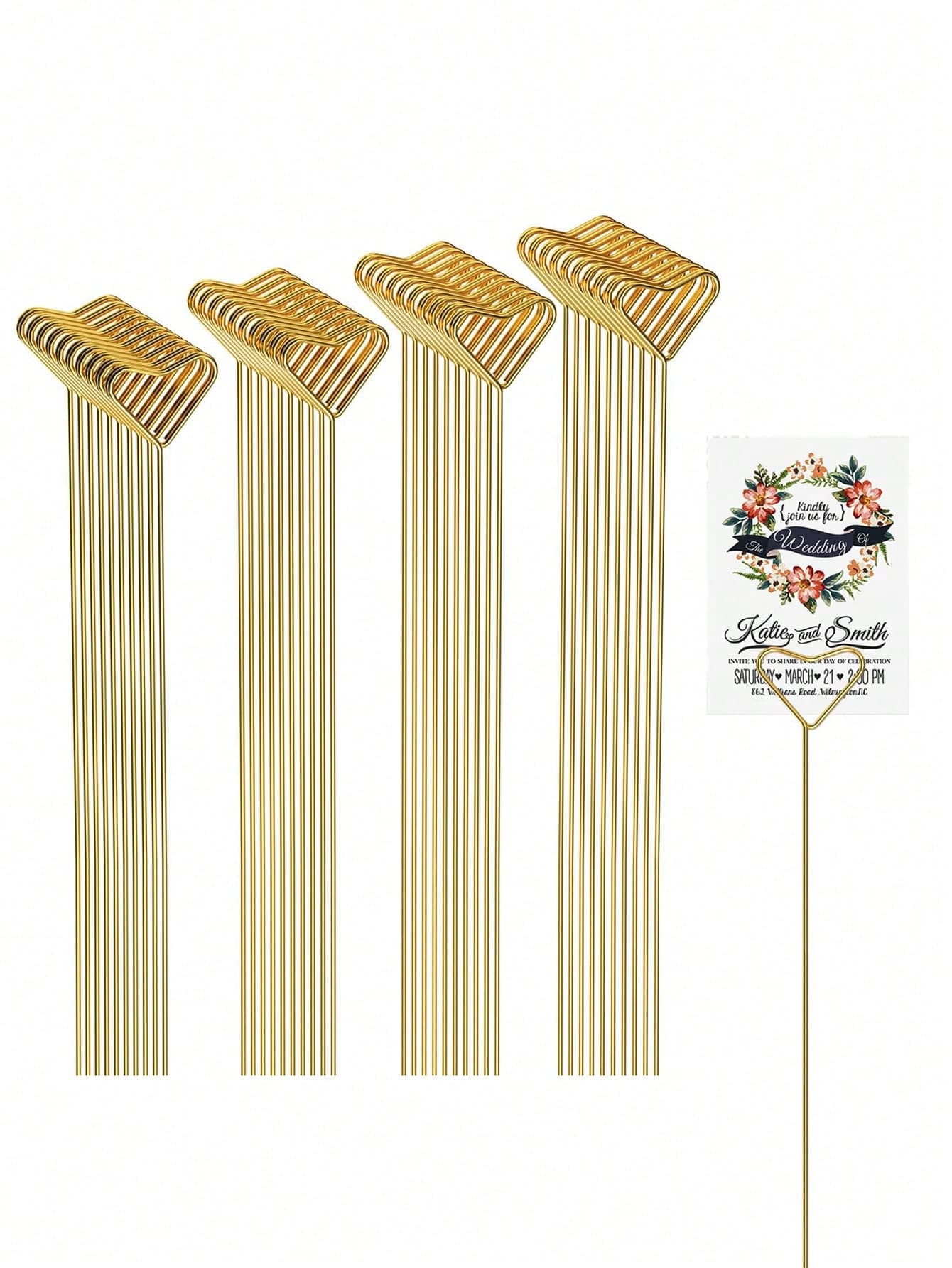 40pcs/20pcs Metal Gift Card Holder Rods, Suitable For Bouquets, Wedding Centerpiece Decor, Photo Frame Rods, Card Flower Stands, Applicable For Graduation, Wedding, Mother's Day Gift Packaging Card Holders