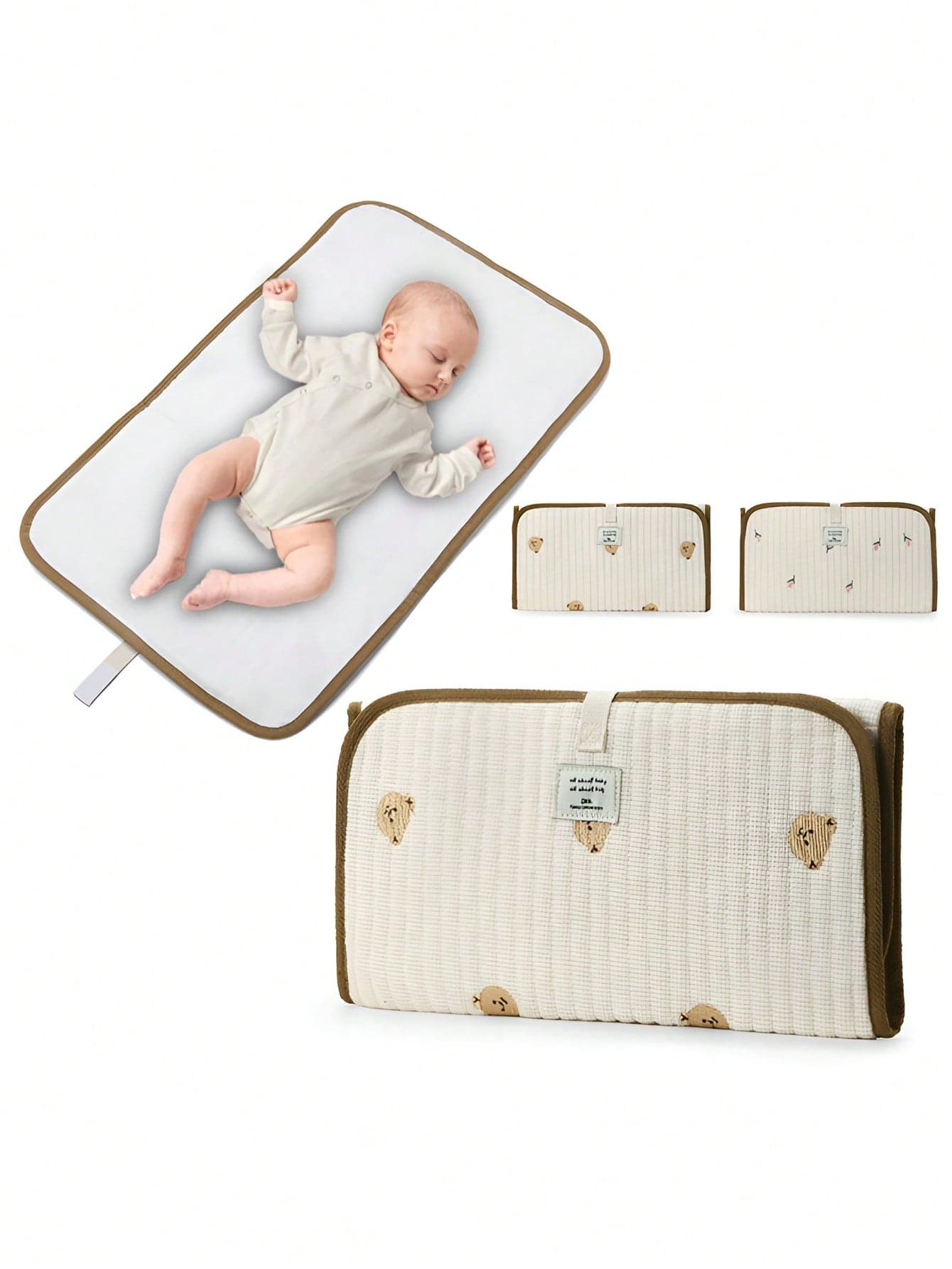 1pc Baby Urinary Pad With Embroidered Bear Design, Multifunctional, Foldable, Waterproof, Leakage-Proof, Lightweight And Compact For Traveling