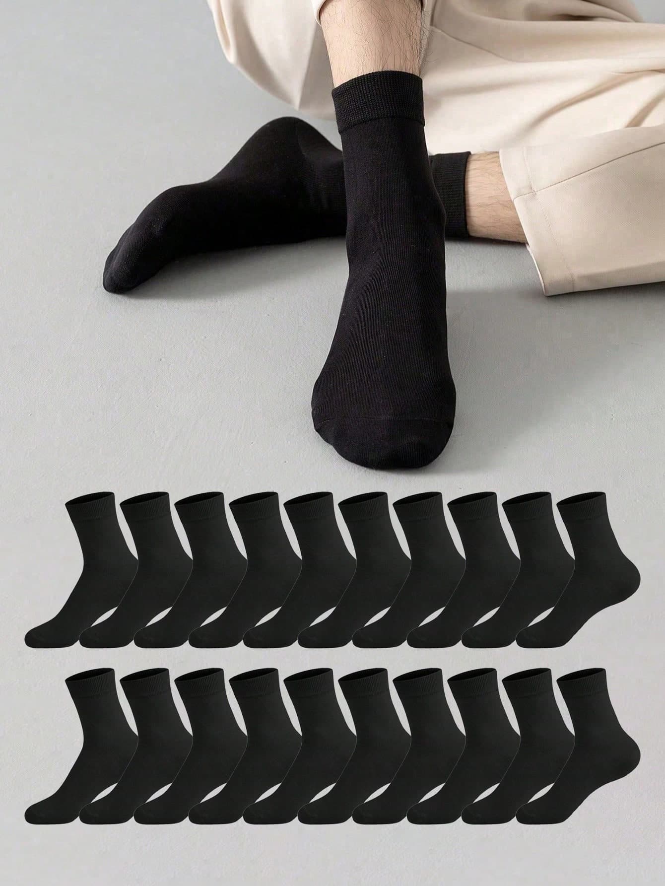 Men's Premium Black Ankle Socks Bulk Pack (5/10/15/20/30 Pairs) - Elastic Fit Breathable Work Socks, Suitable For Business, Fitness, Travel - Non-Slip Elastic Cuff, Moisture-Wicking, Daily Essential
