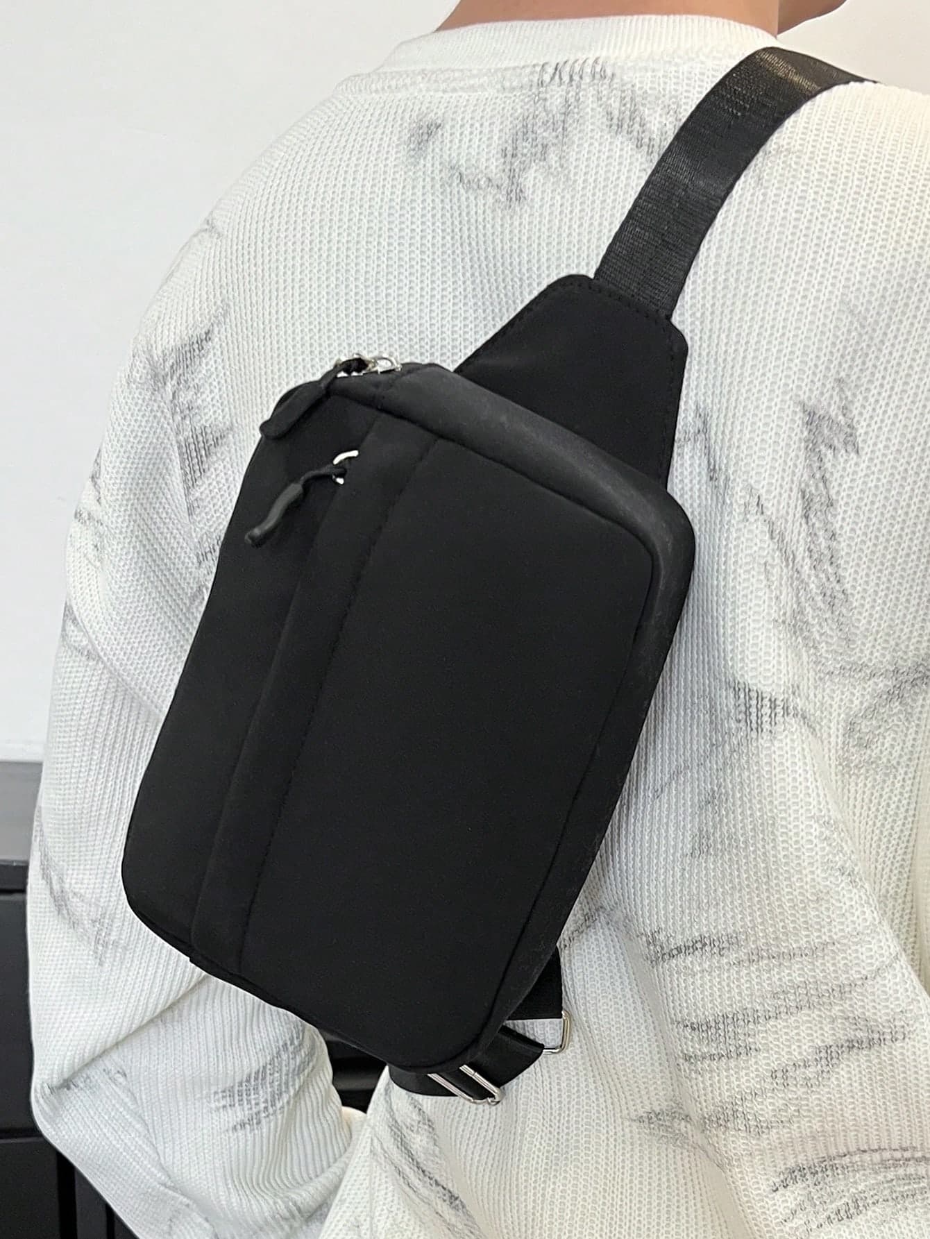Solid Color Nylon Mini Messenger Bag For Men, Casual Fashionable Sports & Travel Crossbody Bag,Y2k