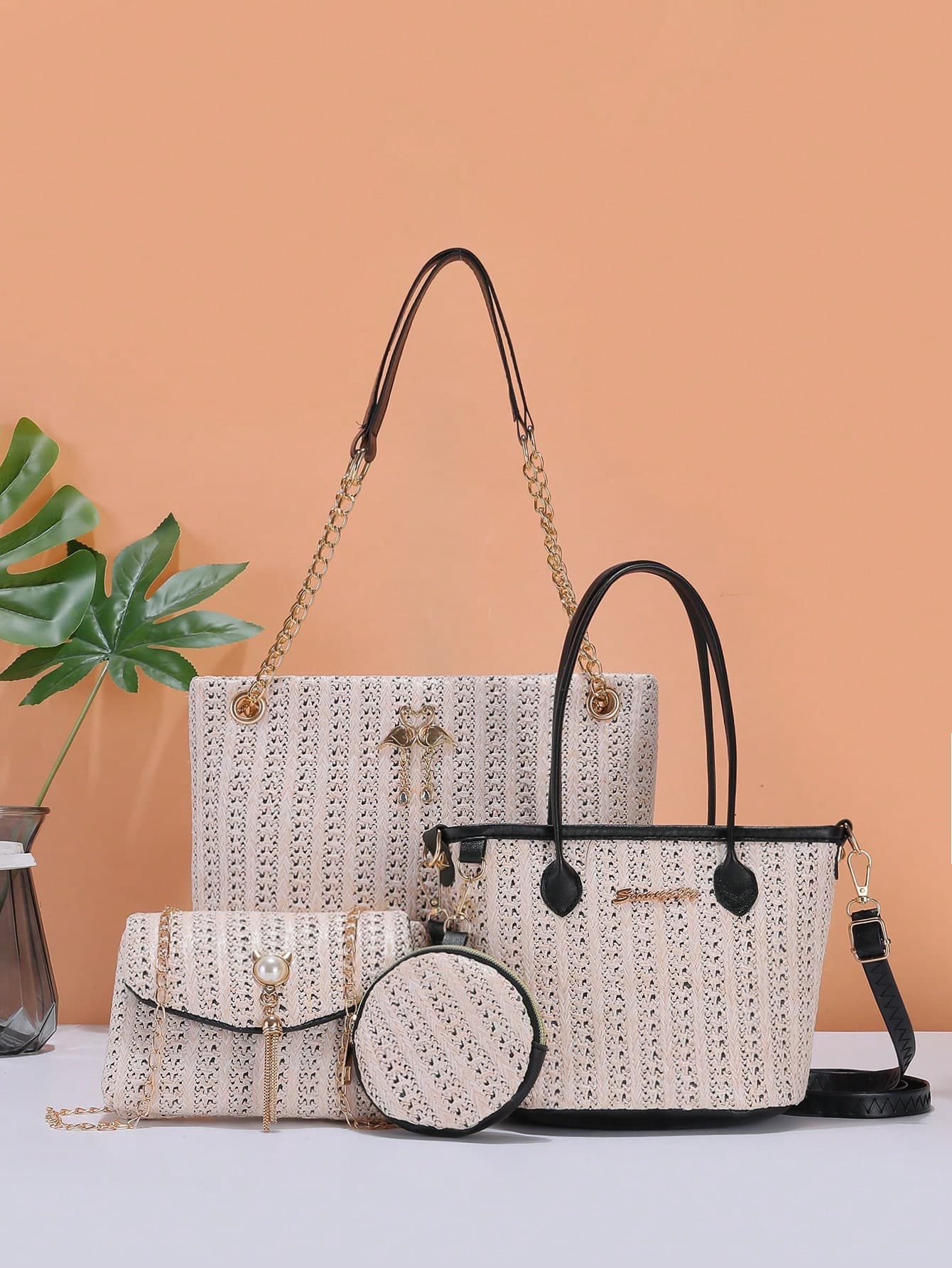 Women's 4-Piece Combo Bag Set - Fashion Essential! Shoulder Tote Crossbody Mini Bag Combo, Handheld & Crossbody Versatile, Chic & Spacious, Suitable For Various Occasions, Hot-Selling Cross-Border Item