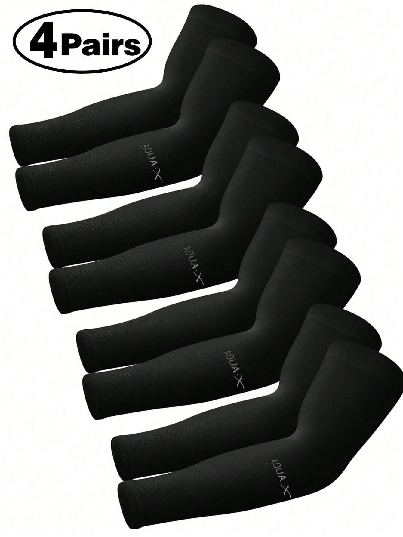 4 Pairs Anti-UV Cooling Compression Arm Sleeves - Covers - Men & Teens Sun Protection Arm Sleeves, School, Halloween Accessories, Winter Gloves Sleeve Covers Warm Arm Warmer, Autumn Outfit, Halloween Costume, Black Arm Sleeves Men Gift