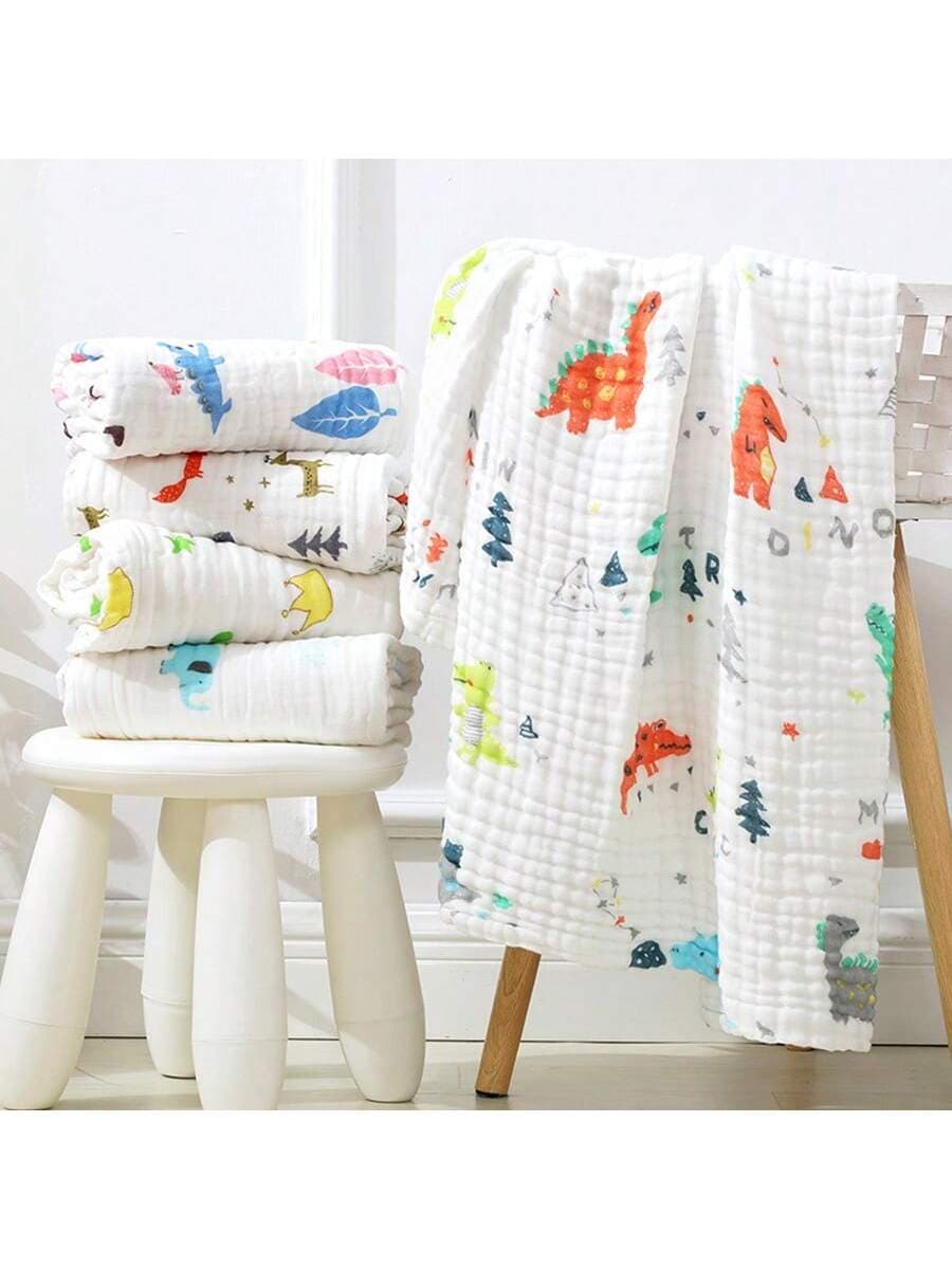 1pc Cotton Baby Hooded Towel, Soft Baby Swaddle Blanket, Newborn Cartoon Children Quilt