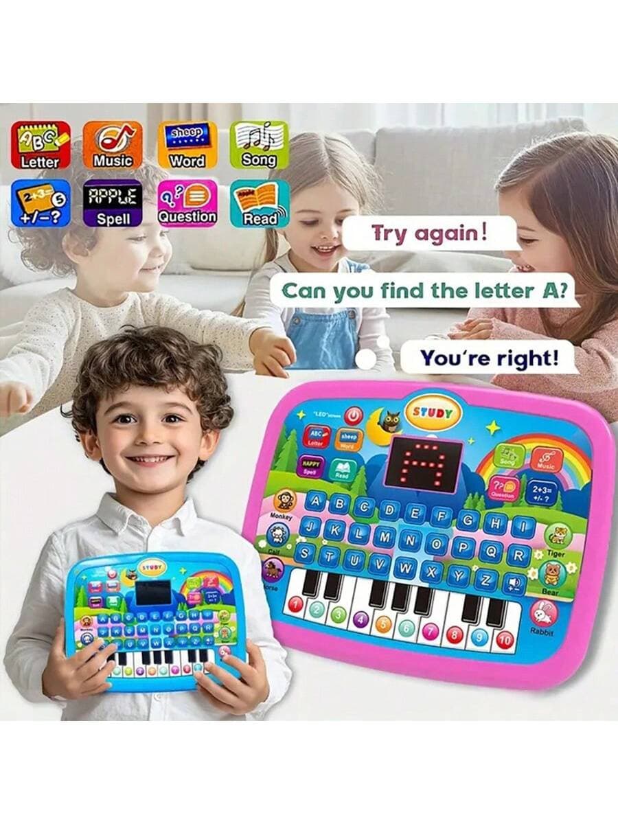 1pc Kids Simulation Tablet With Display Screen, Educational Computer Learning Machine, Music Toy, Gift For Boys And Girls