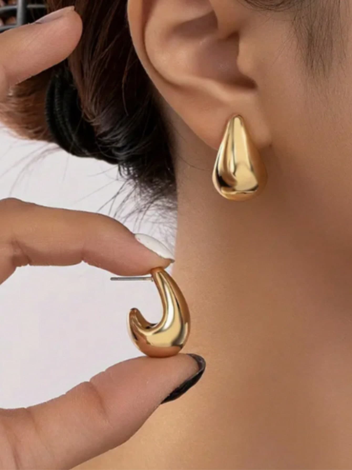 LADYCOCO 1 Pair Elegant Chic Gold Teardrop Earrings, Suitable For Women Daily Wear, Dating, Party