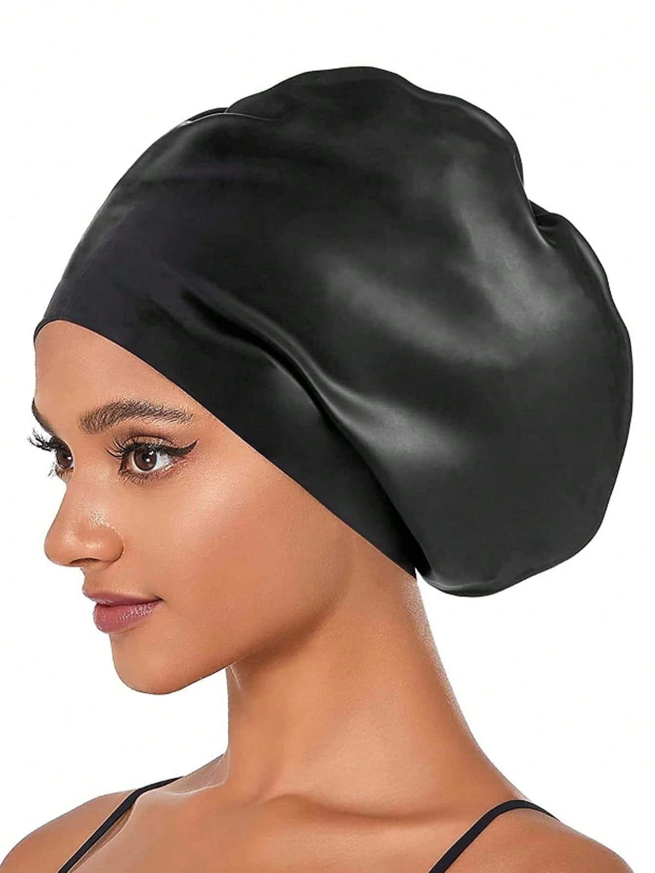 Extra Large Silicone Swim Cap For Long Hair - Waterproof Swim Cap Suitable For Wigs, Braids, African Hairstyles, Extensions - High Elasticity Adult Long Hair Swim Cap, Waterproof Swim Cap, Unisex, Ear Protection, Fits Long Hair, Plus Size Silicone Diving Cap