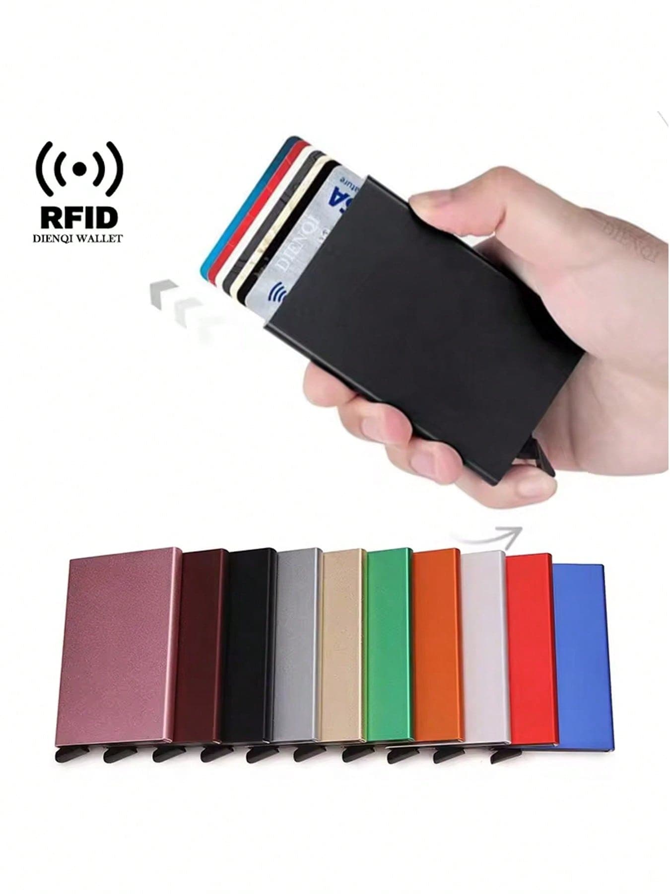 Rfid Bank Credit Card Holder Men Wallets Metal Wallet For Men Cardholder Case Minimalist Metal Case RFID Blocking Cardholder Aluminium Alloy Black Wallets Male Card Case Business Casual Fashion Wallets, Gift For Father, Friend, Boyfriend, Father's Day, Valentine's Day, Birthday