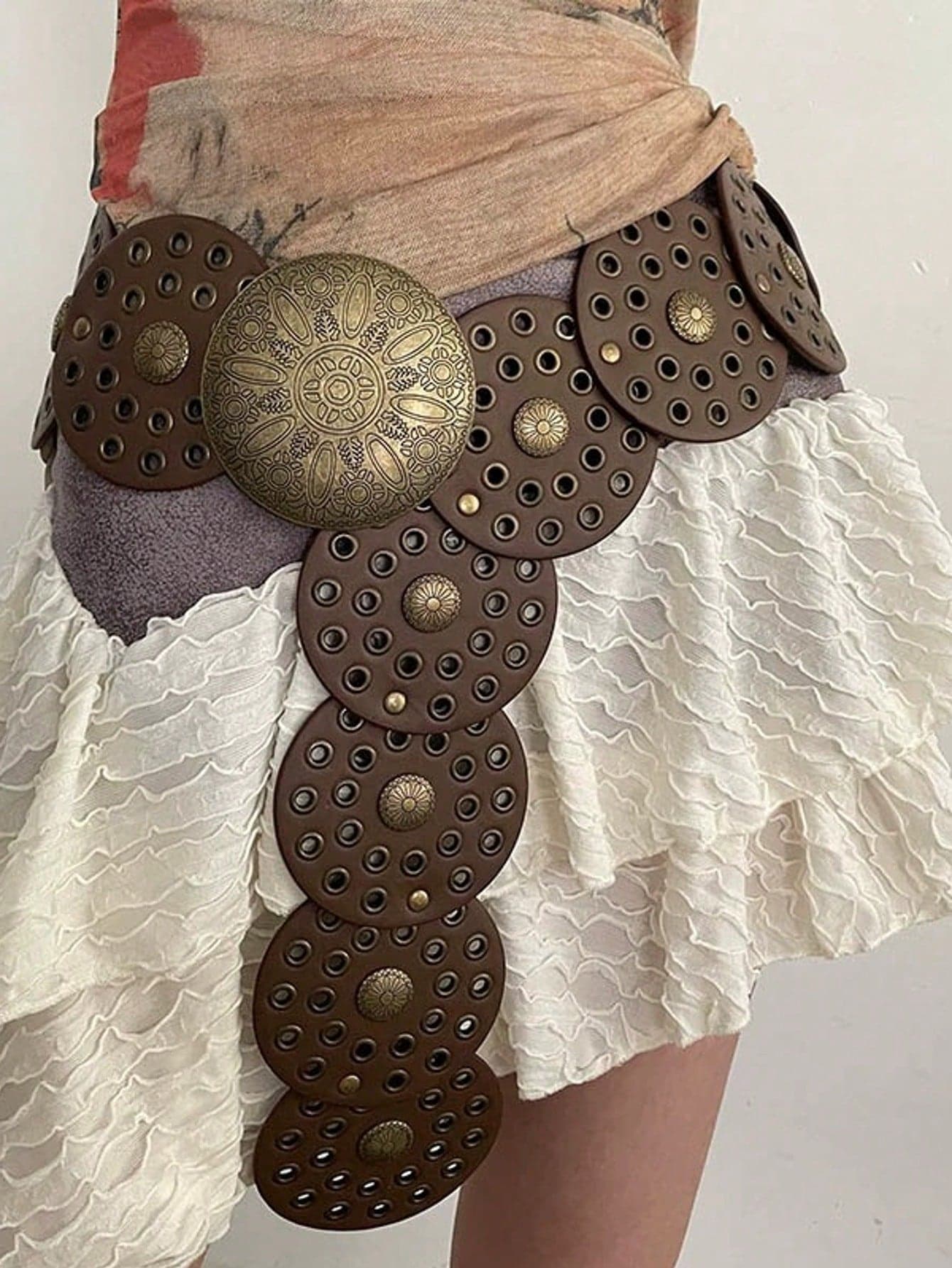 1pc Western Pattern Bohemian PU (Polyurethane) Women's Belt, Versatile & Minimalist, Suitable For Music Festivals, Y2K Cowboy Style