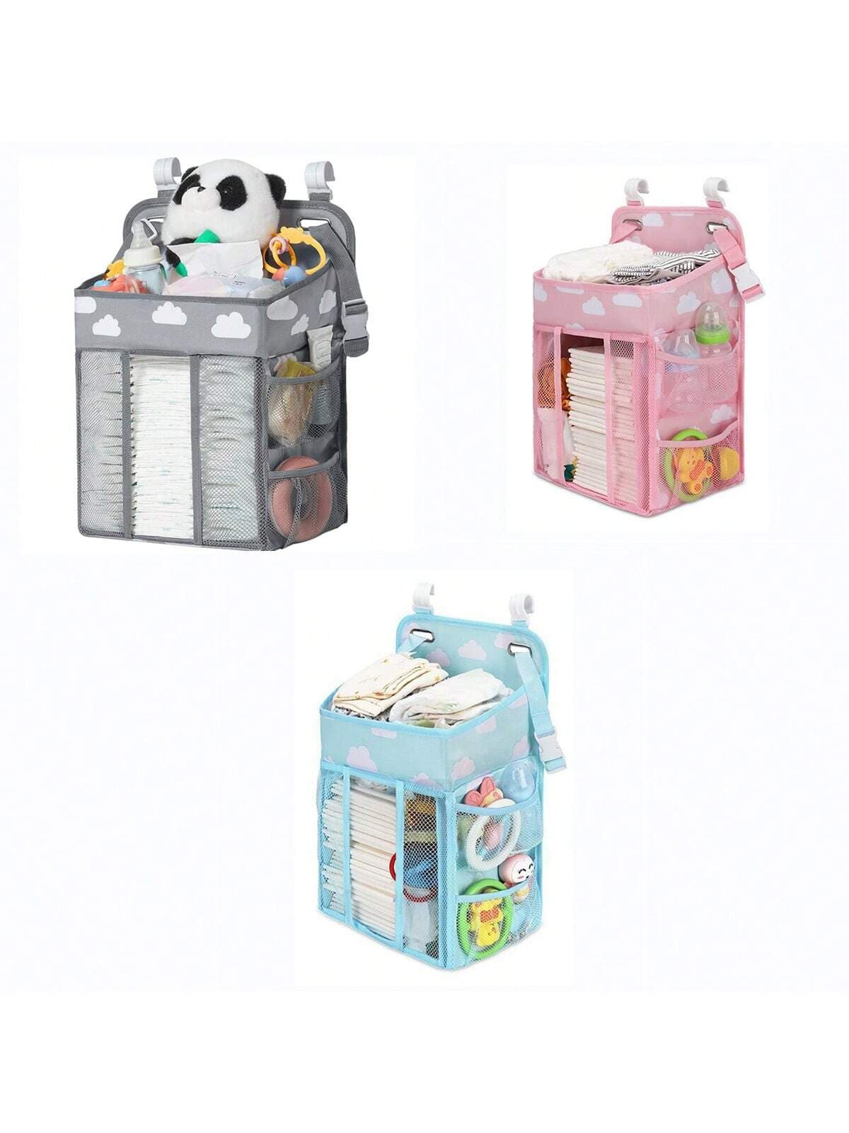 1pc New Baby Diaper Tote Bag, Large Capacity Bedside Hanging Organizer, Cute & Casual, Multi-Functional Storage Pouch