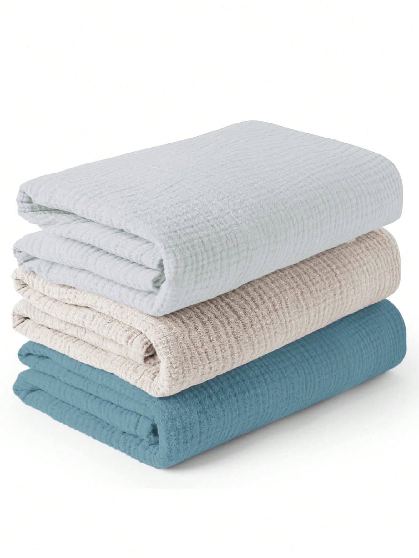 3pcs Multi-Color Muslin Baby Swaddle Blanket, Stroller Wind Cover Quilt