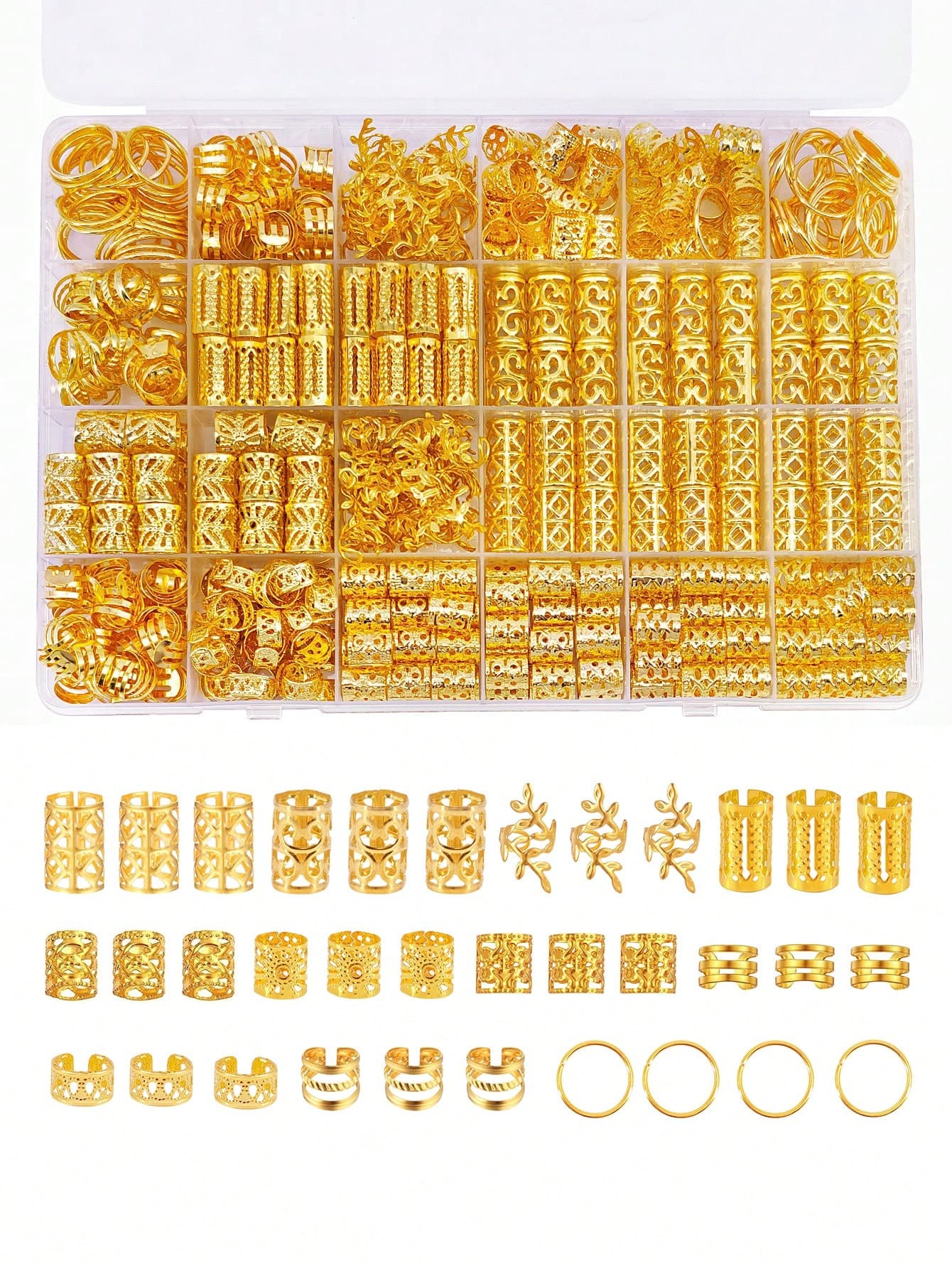 220pcs Gold Hair Accessories, Loc Jewelry For Braids, Women's Hair Jewelry, Metal Hair Ring Cuff For Dreadlocks Accessories,Hair Braid Decoration Boho