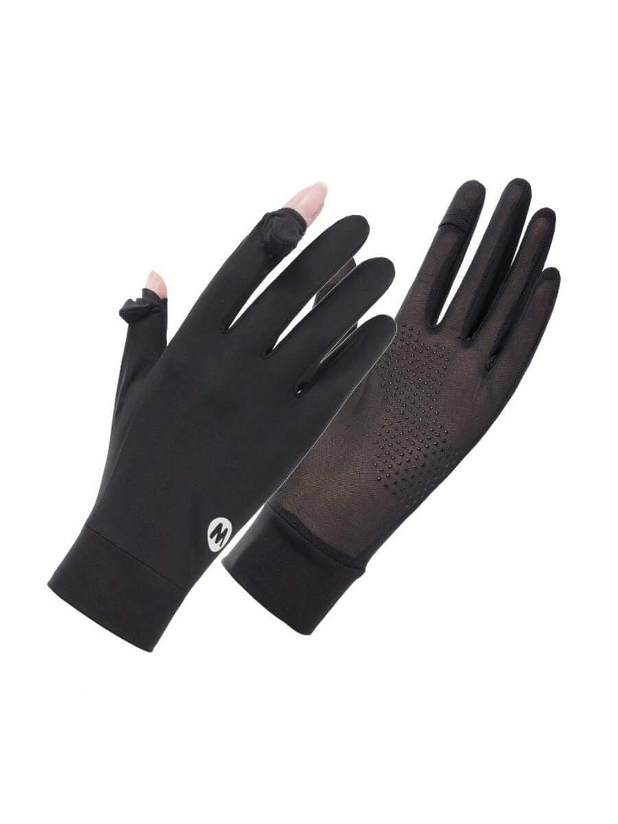 1 Pair Women's Elegant Sheer Mesh Fingerless Gloves, UV Protection, Non-Slip, Breathable, Touchscreen Friendly, Suitable For Outdoor, Driving, Cycling