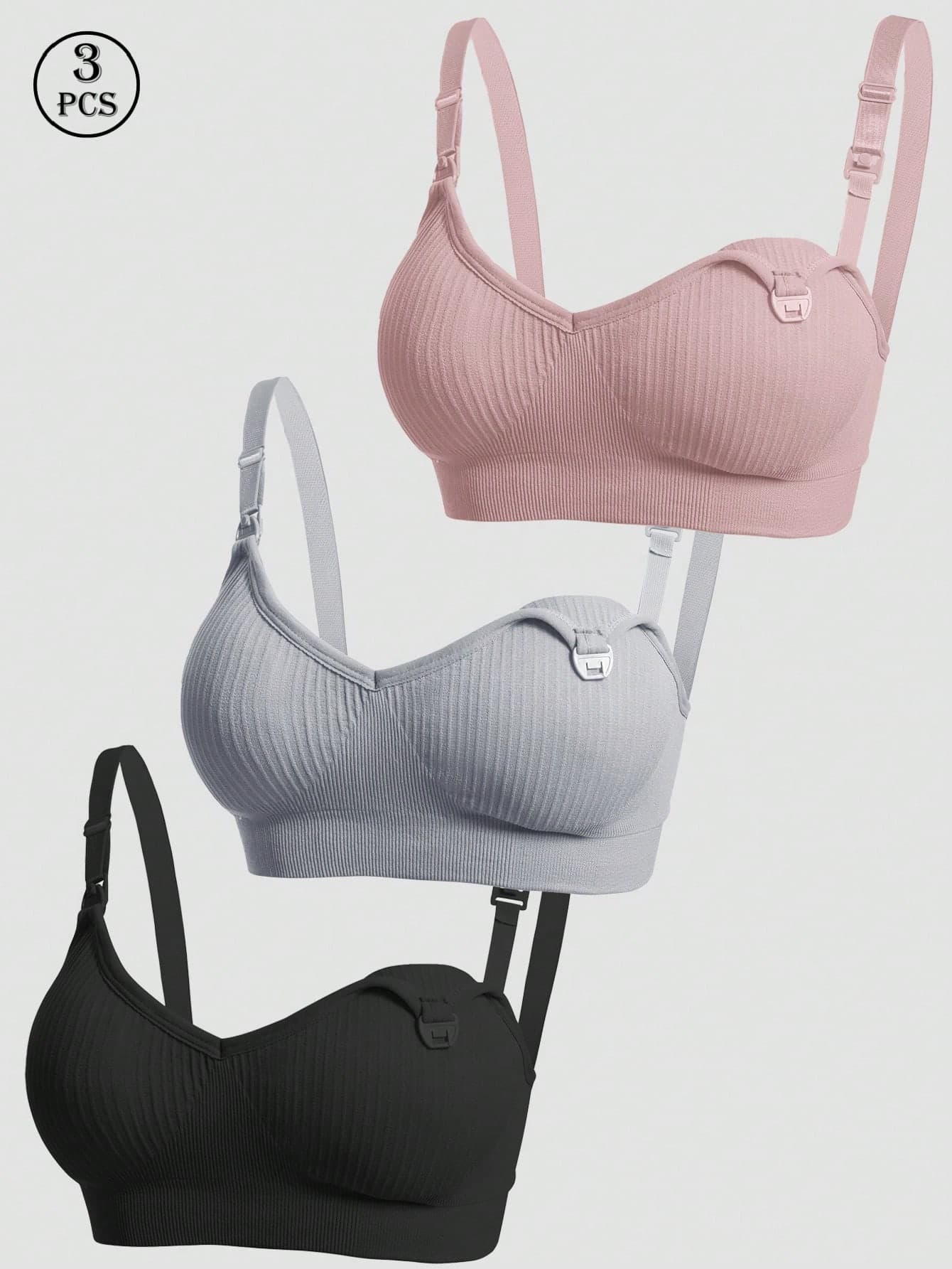 3pcs/Set Maternity Nursing Bras, Sexy Front-Snap Breastfeeding Brassiere, Comfortable Nursing Bra