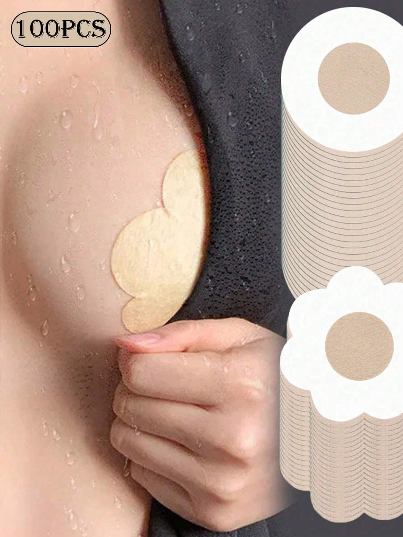 200/150/100 Pcs Disposable Flesh-Colored Round/Floral-Shaped Nipple Covers, Seamless Breathable Self-Adhesive Opaque Bra Liners, Bra Accessories For Women, Low-Cut Evening Gowns, Bras, Innerwear Accessories, Pasties To Prevent Exposure, Wedding Photography Supplies, Wedding Dress Accessories