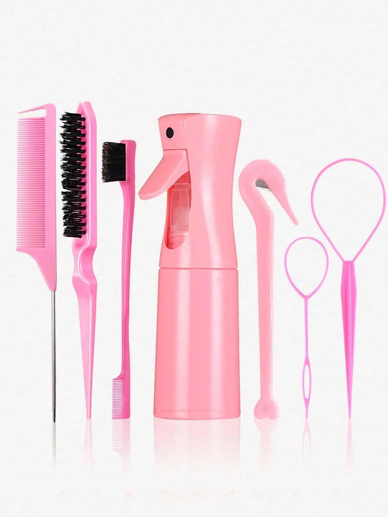 7pcs Watering Can Shaped Hair Styling Set, Unisex Curling Comb Set, Includes 1 Watering Can, 1 Straightening Comb, Hair Accessories