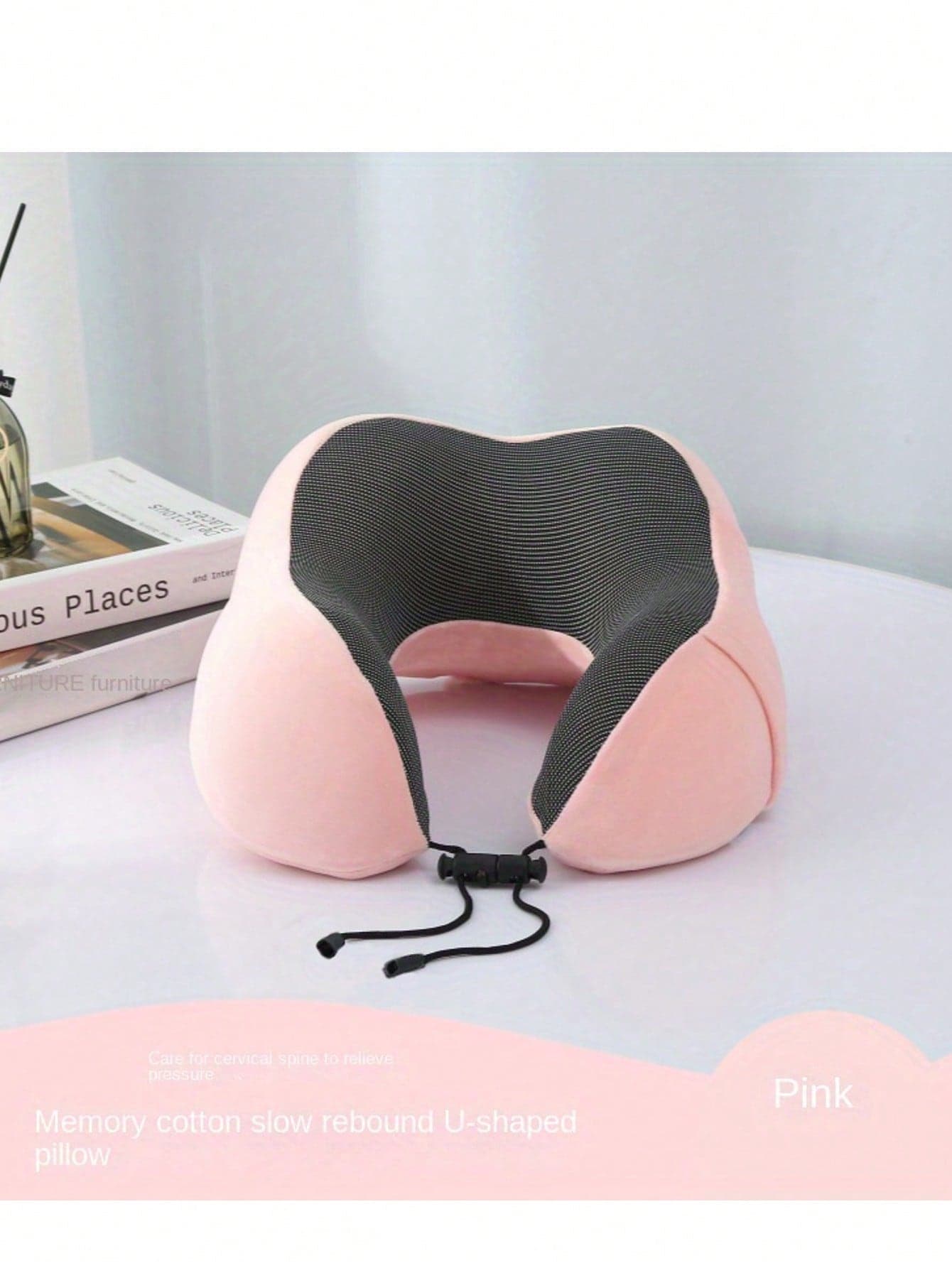 1pc Extremely Comfortable Ergonomic Travel Pillow - Soft Knit Pillowcase, U-Shaped Neck Support, Anti-Slip Resilient Technology - Portable, Washable, Compact, Suitable For Airplane, Office, Home