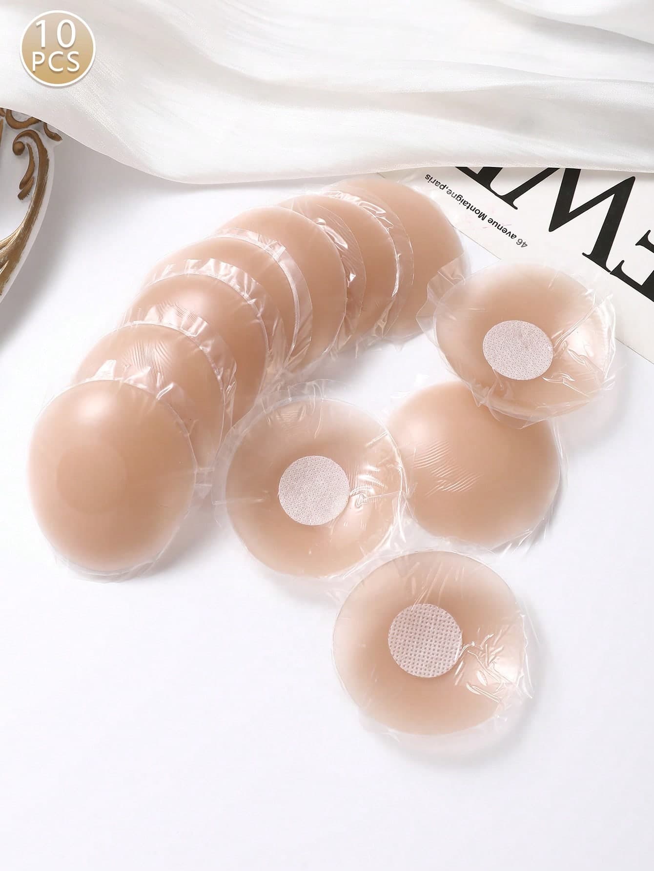 10pcs Reusable Round Liquid Breast Petals, Silicone Invisible No-Trace Nipple Covers