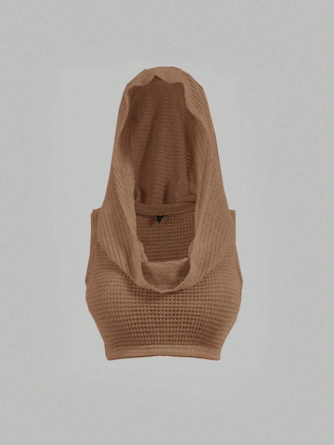 Sweetra Plus Size Women Solid Color Cowl Neck Cropped Hoodie Top