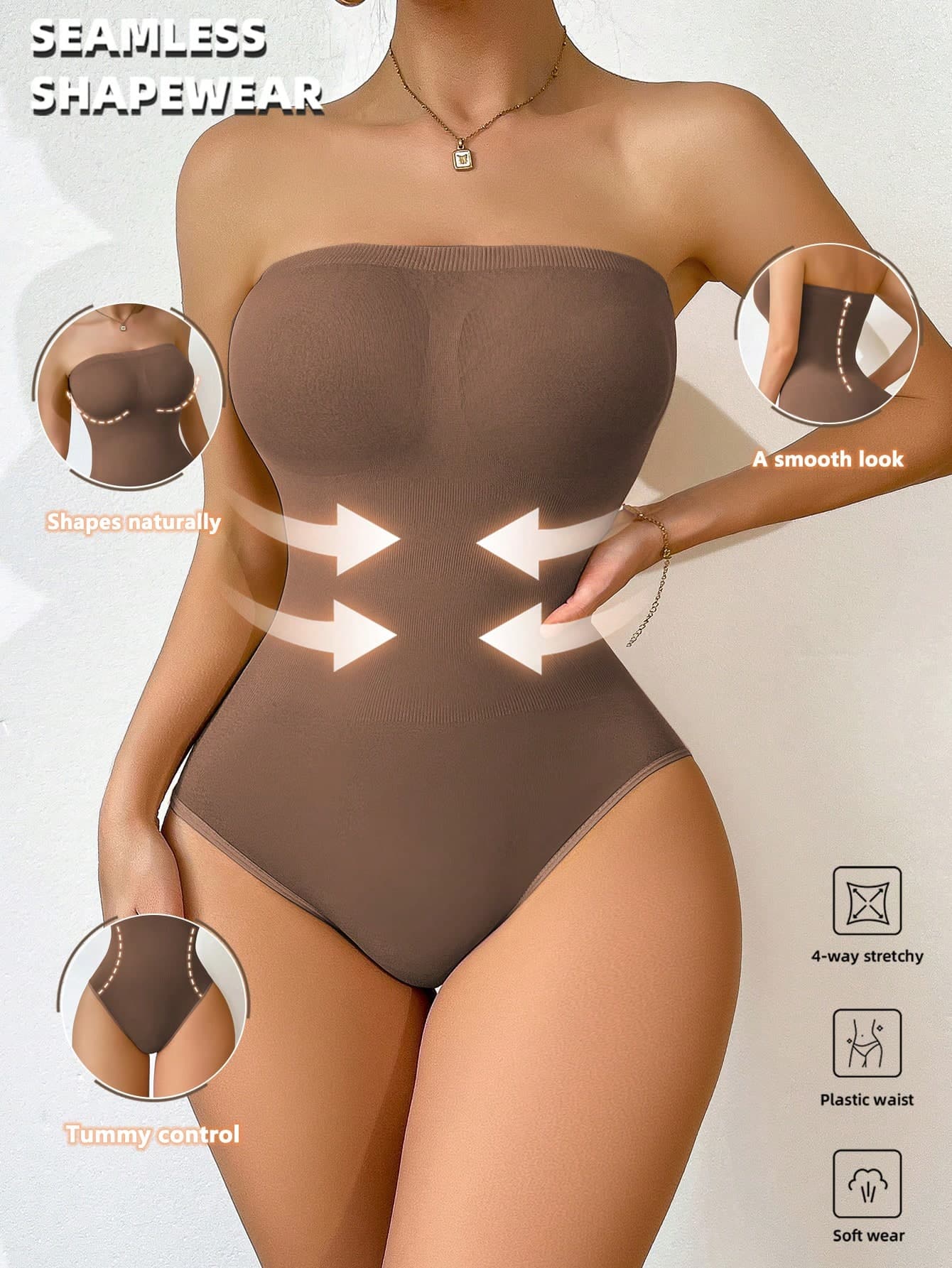 SHEIN Seamless One-Piece Body Suit, Fashionable Solid Color, Suitable For Summer