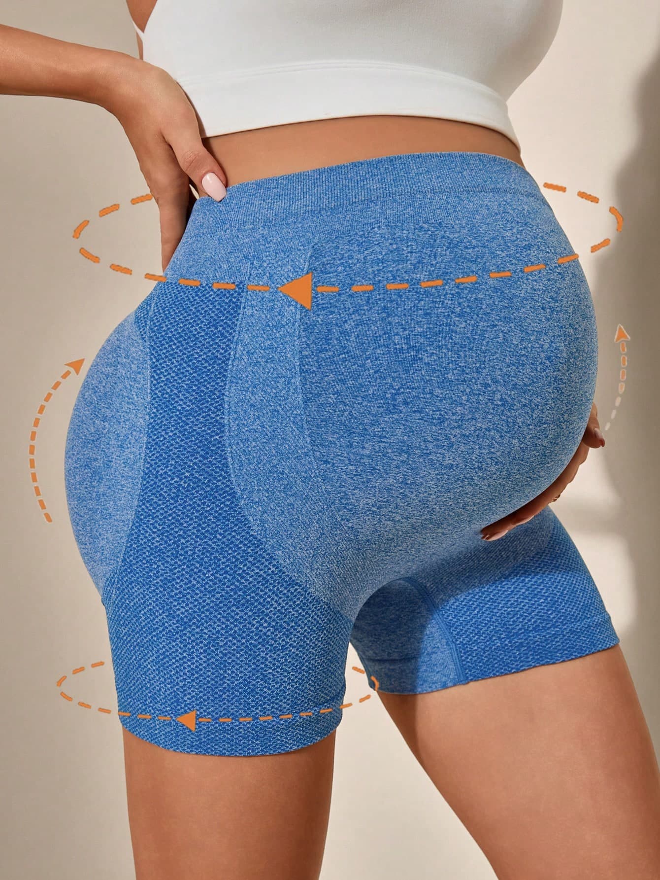 SHEIN Pregnant Women Seamless Yoga Sports Shorts Super High Rise Belly Support Maternity Leggings High-Stretchy Gym Shorts