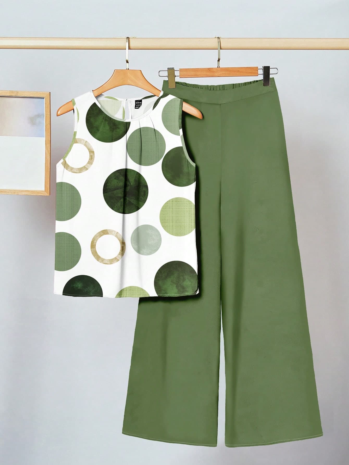 SHEIN Clasi 2pcs Women Casual Minimalist Polka Dot Pattern Set, Suitable For Summer,Summer Outfits For Women Summer Outfits For Women