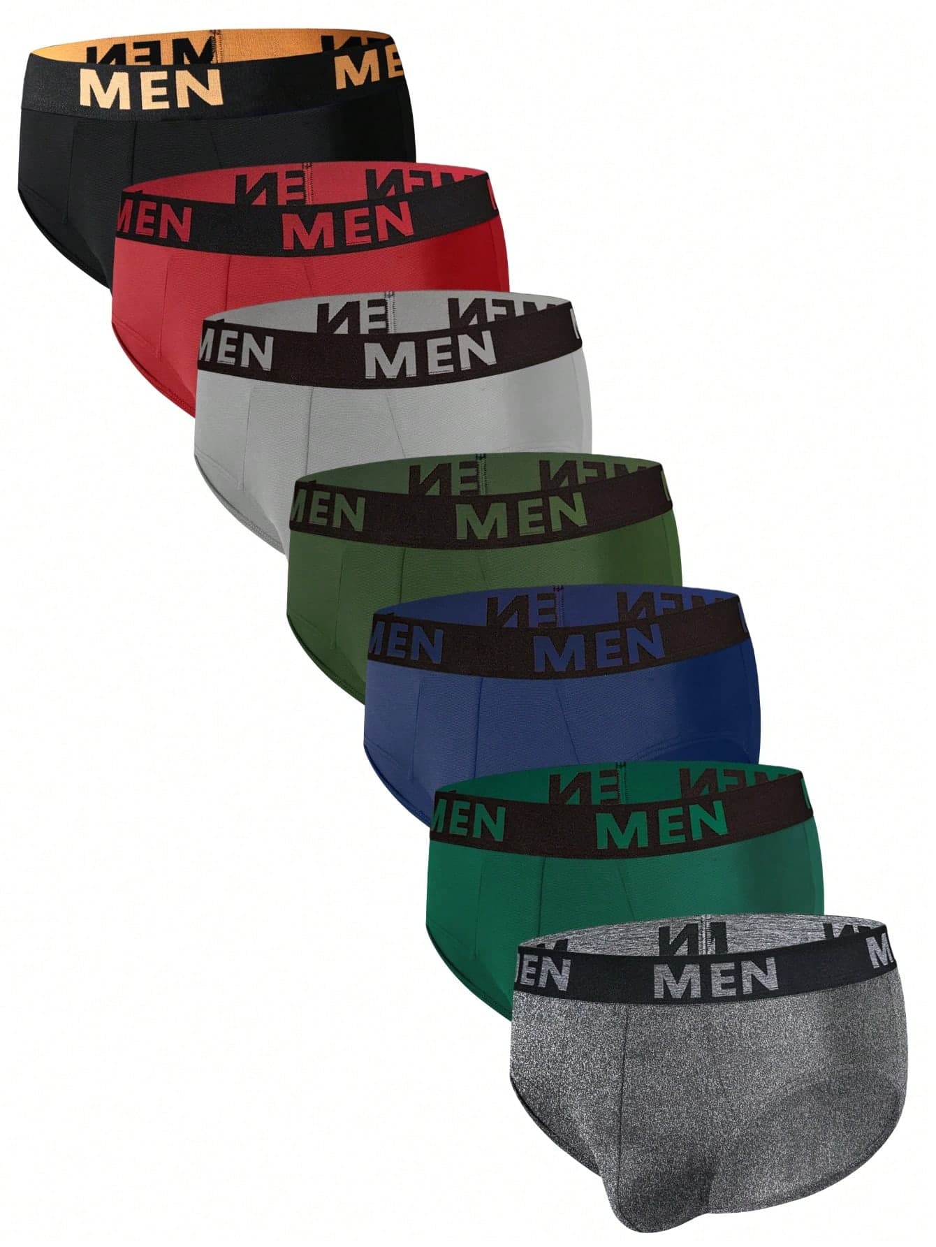 7 Packs Men's Letter Elastic Waist Casual Briefs Multipack Unnderwear