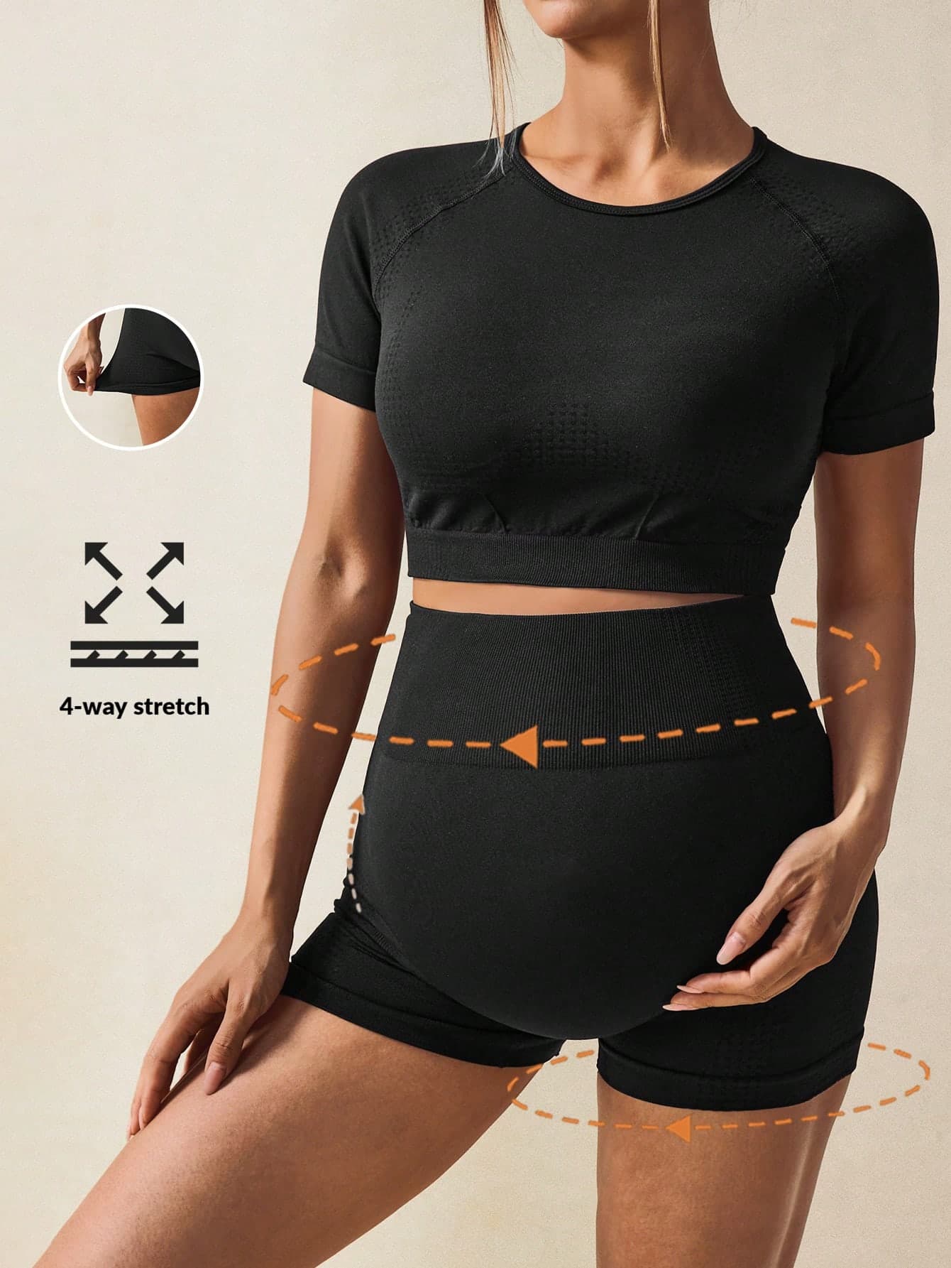 SHEIN Maternity Yoga Sports Single-Color Shorts & Short Sleeve Top