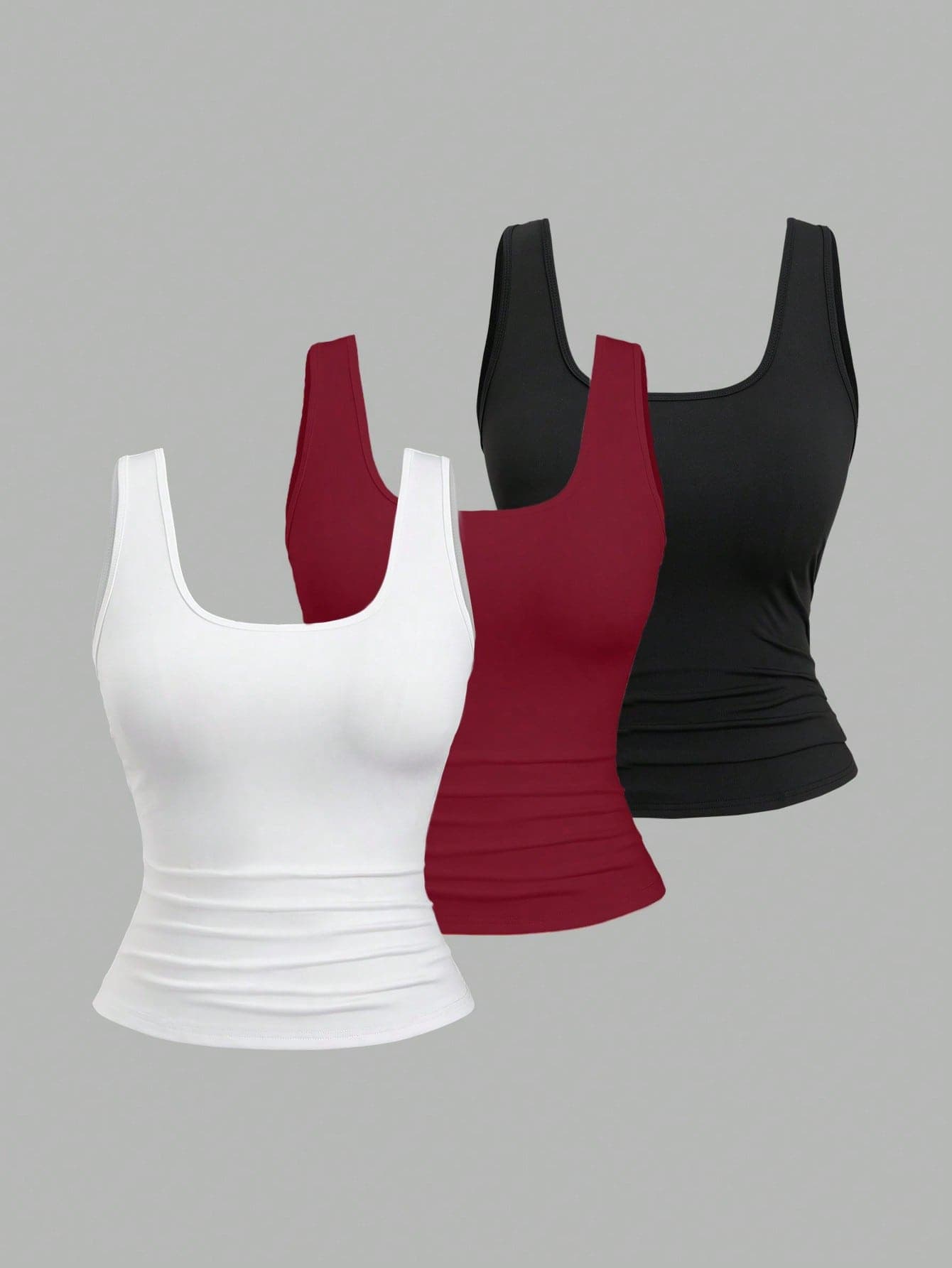 Sweetra Plus Size Women's Summer Short Square Neck Pleated Casual Tank Top