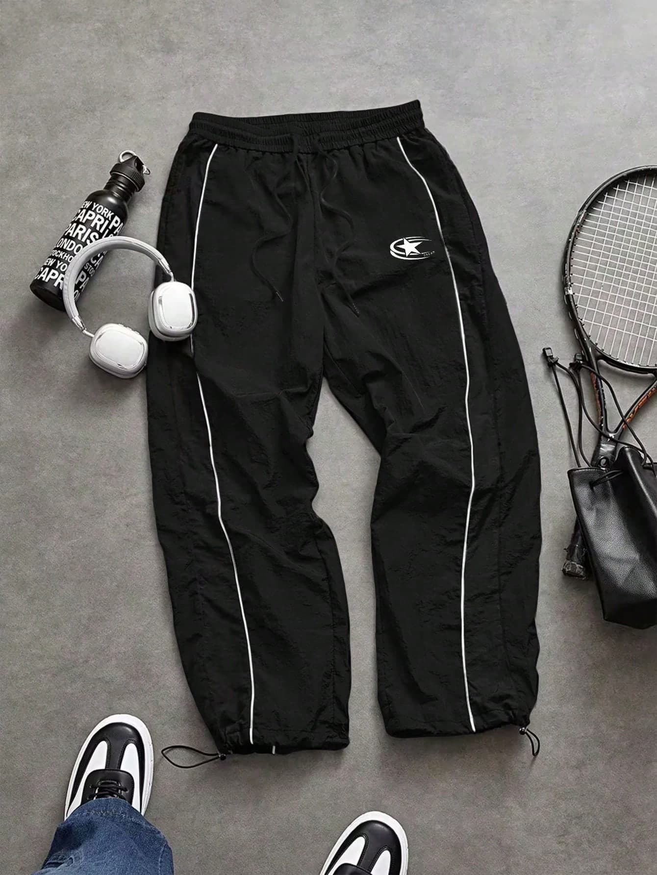 Sport MetroGents Men's Pentagram Print Drawstring Waist Casual Sports Pants Sport Workout Running Pants Fall Breathable Sweat Pants, Lightweight, Gym