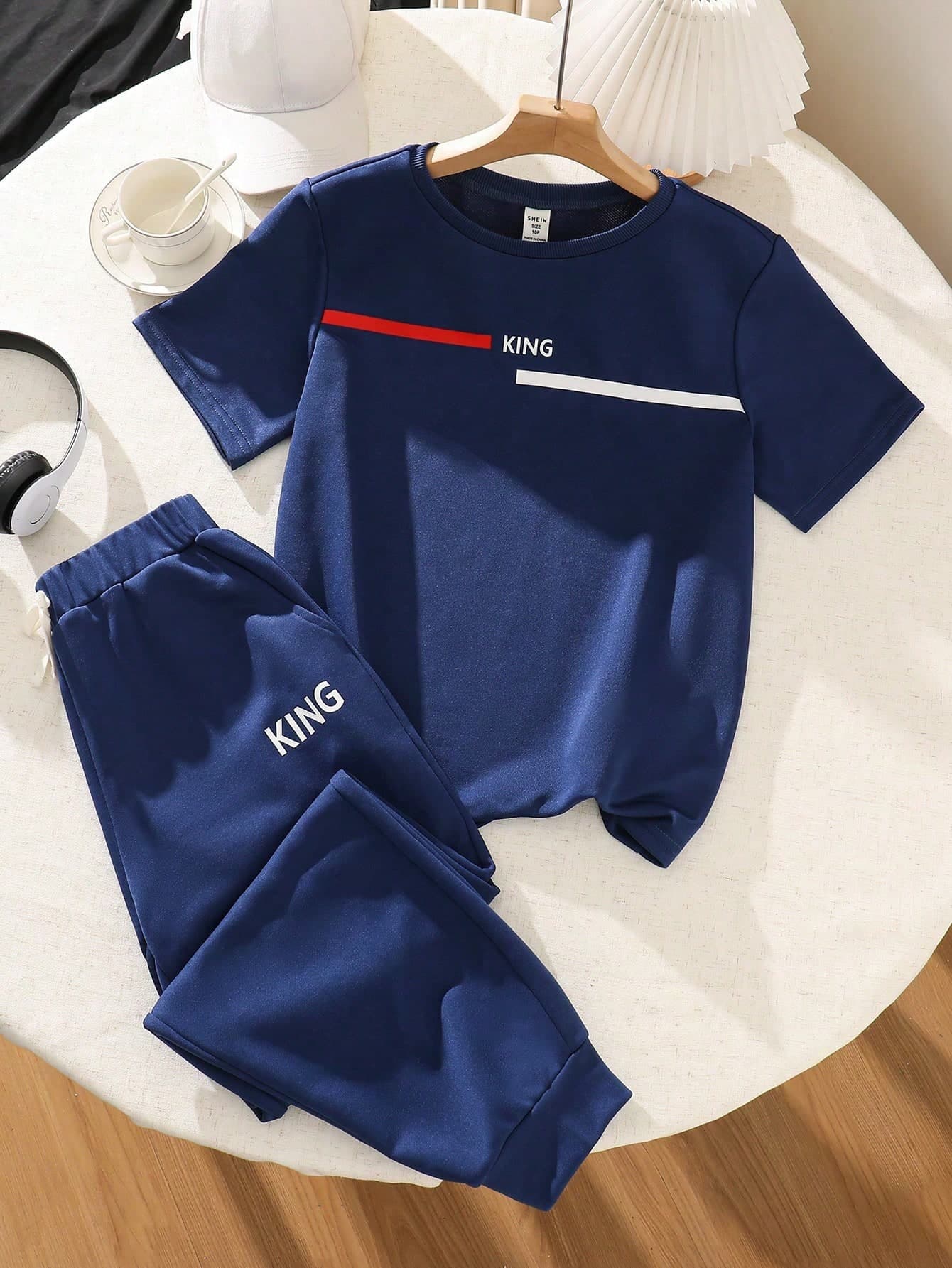 SHEIN Young Boy Casual Letter Print Round Neck Short Sleeve T-Shirt,Relaxed Fit Versatile Top For Summer,School,Vacation,Party,Sports,Spring