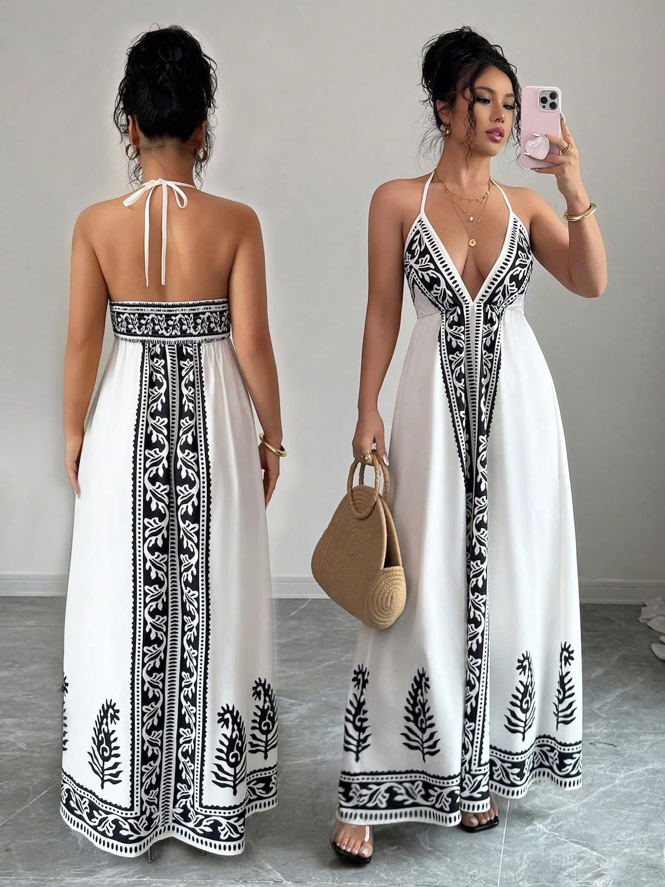 Breezaya Floral Print V-Neck Dress For Women