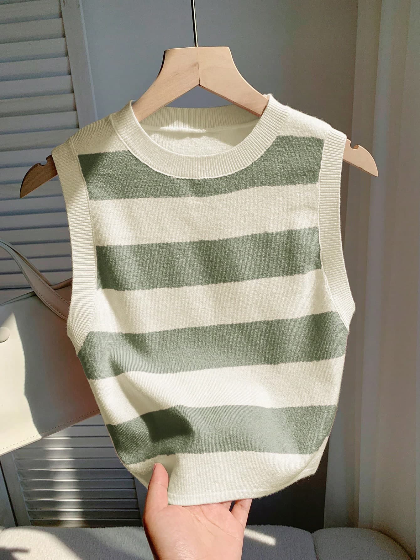 Comfortcana Women Casual Simple Multicolor Striped Cropped Knitted Top Going Out Tops Women,Tops For School